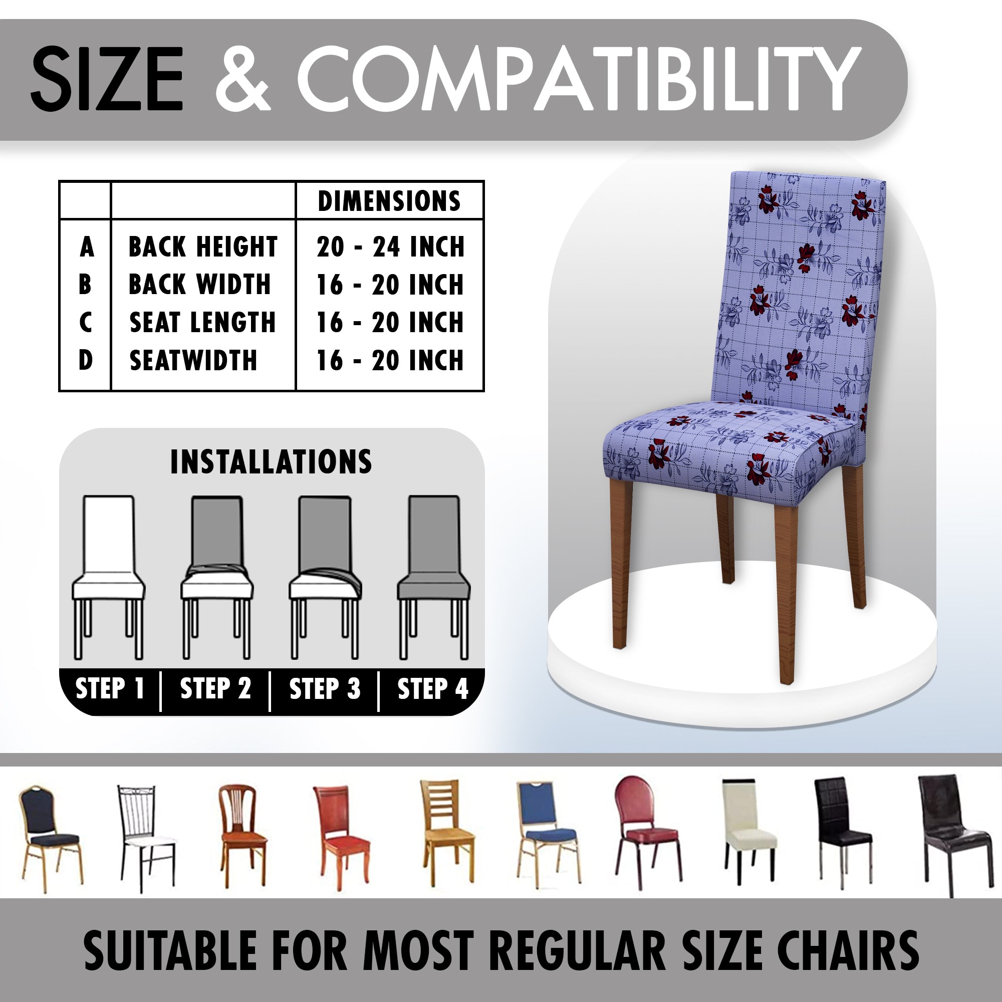 Polyester Spandex Stretchable Printed Chair Cover, MG26