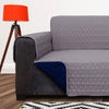 Dust Protective Quilted Fabric Reversible Sofa Seat Cover, Navy Blue & Grey