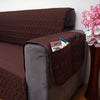 Dust Protective Quilted Fabric Reversible Sofa Seat Cover, Beige & Coffee