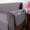 Dust Protective Quilted Fabric Reversible Sofa Seat Cover, Navy Blue & Grey