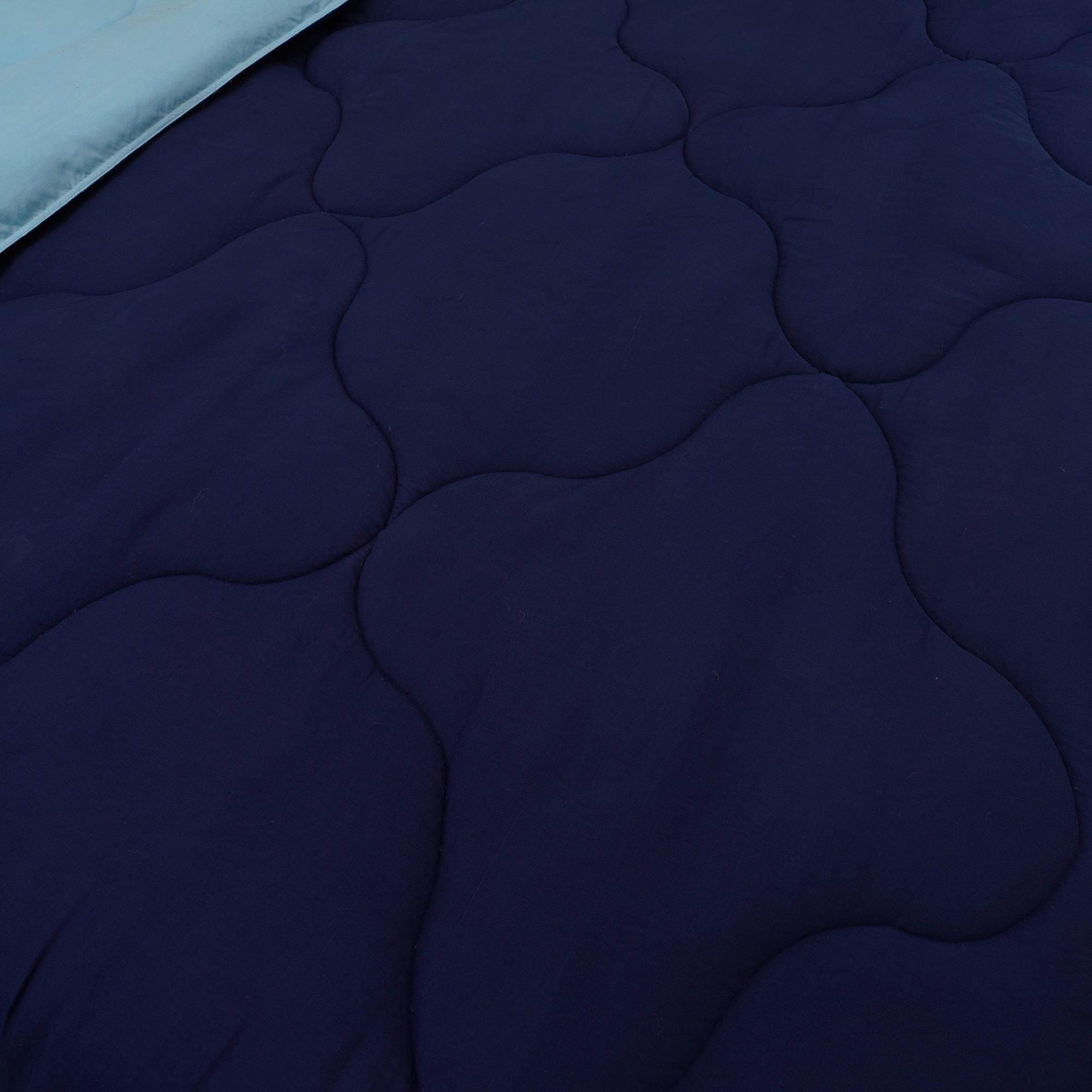 AC Comforter Blanket, Microfiber Reversible (Navy Blue, Baby blue)