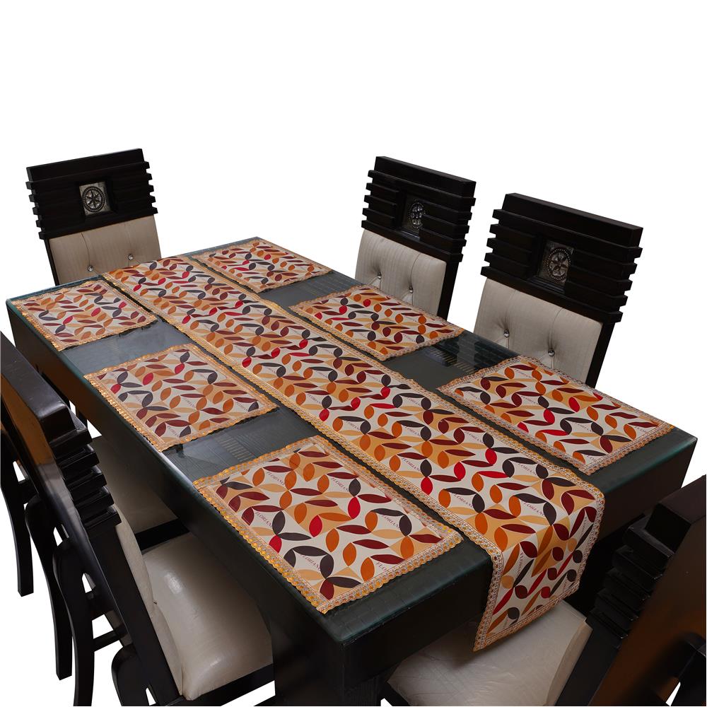 Waterproof & Dustproof Dining Table Runner With 6 Placemats, FLP01 - Dream Care Furnishings Private Limited
