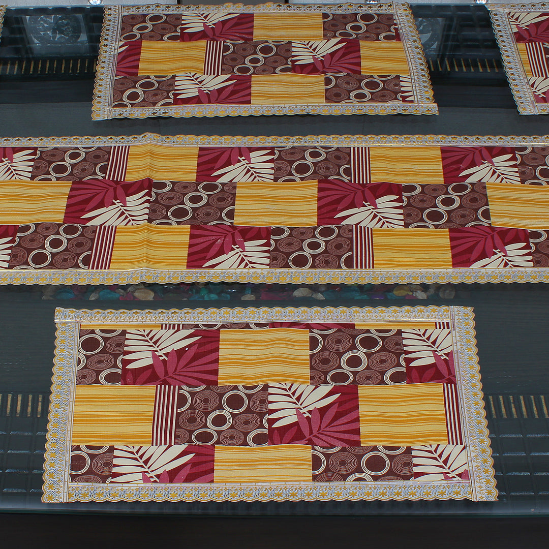 Waterproof & Dustproof Dining Table Runner With 6 Placemats, SA01 - Dream Care Furnishings Private Limited