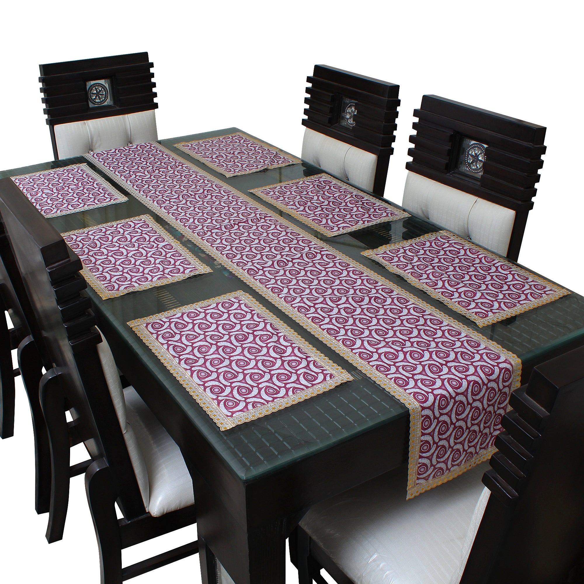 Waterproof & Dustproof Dining Table Runner With 6 Placemats, SA57 - Dream Care Furnishings Private Limited