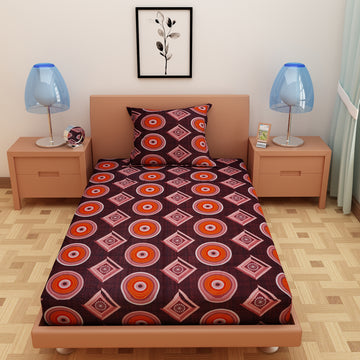 RhomPhere Print Brick Red 120 TC 100% Pure Cotton Bedsheet - Dream Care Furnishings Private Limited