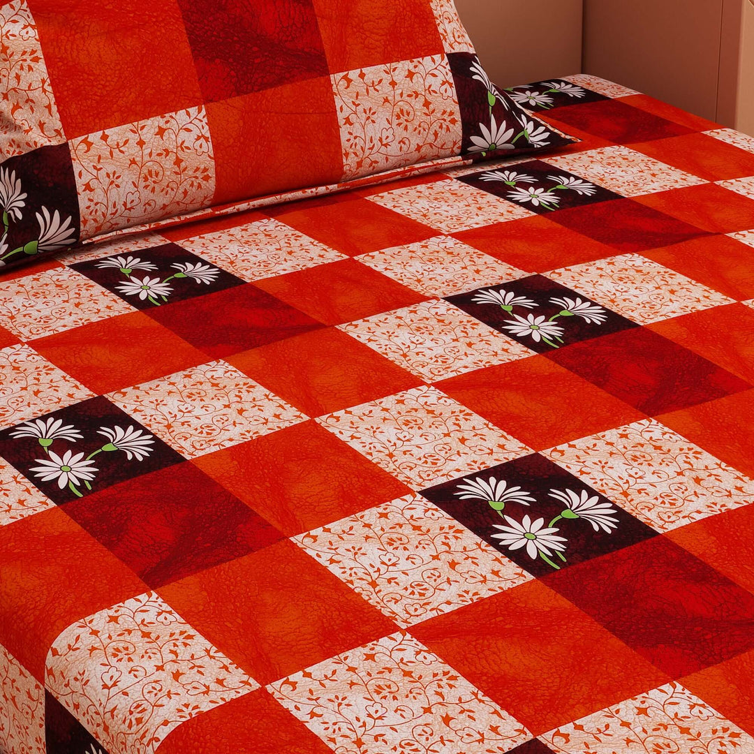 Floral Print Red 120 TC 100% Pure Cotton Bedsheet - Dream Care Furnishings Private Limited
