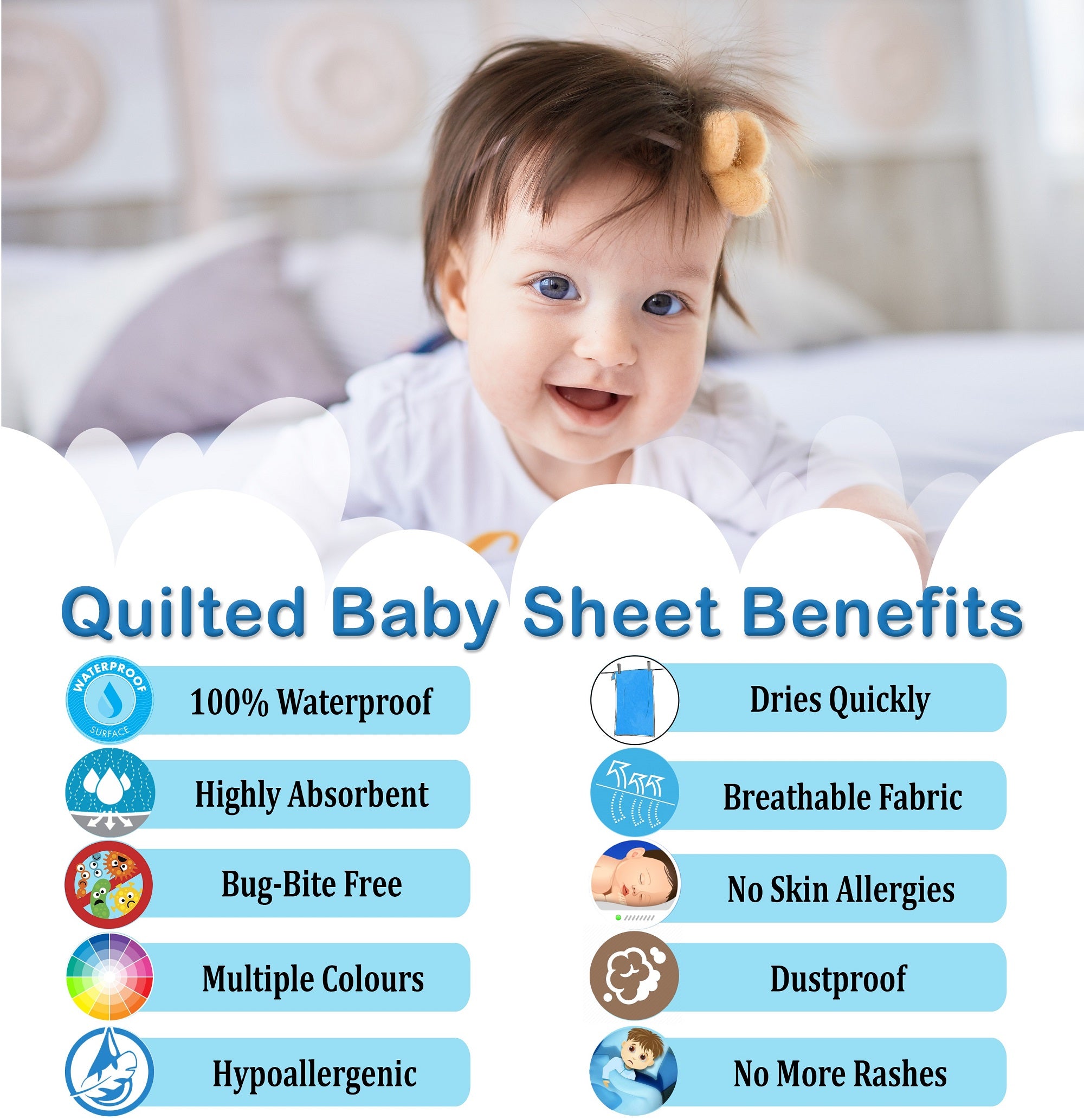 Waterproof Quilted Baby Sheet, Beige