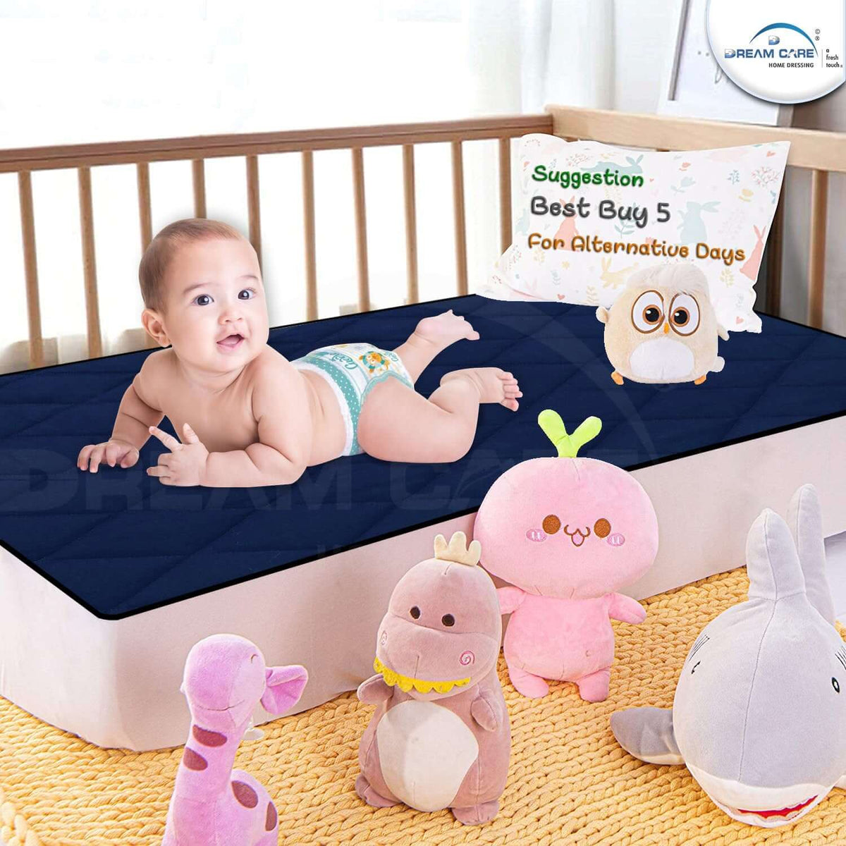 Waterproof Quilted Baby Sheet Blue