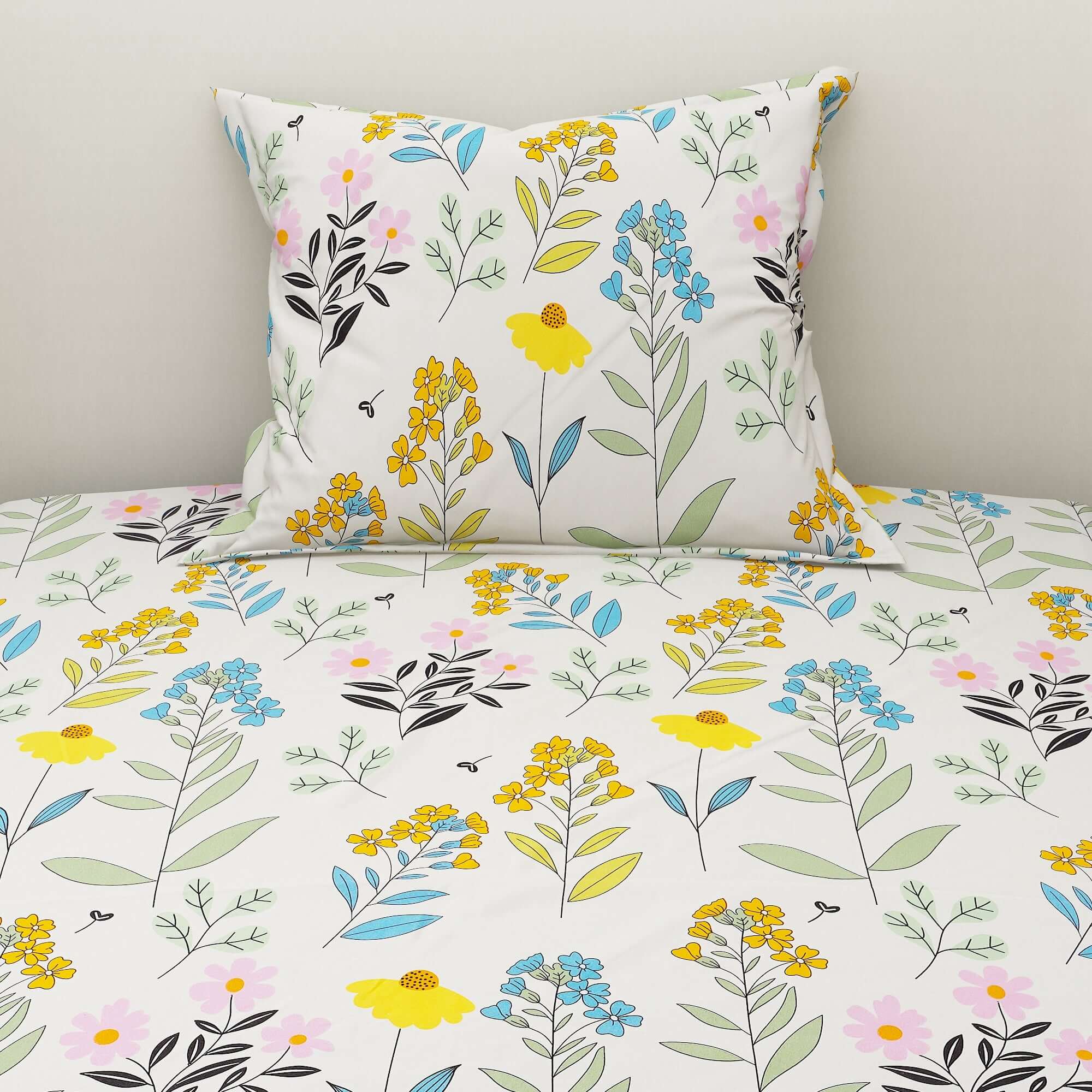 Colorful Printed Flower Design Bedsheet With Pillow Covers | Dream Care