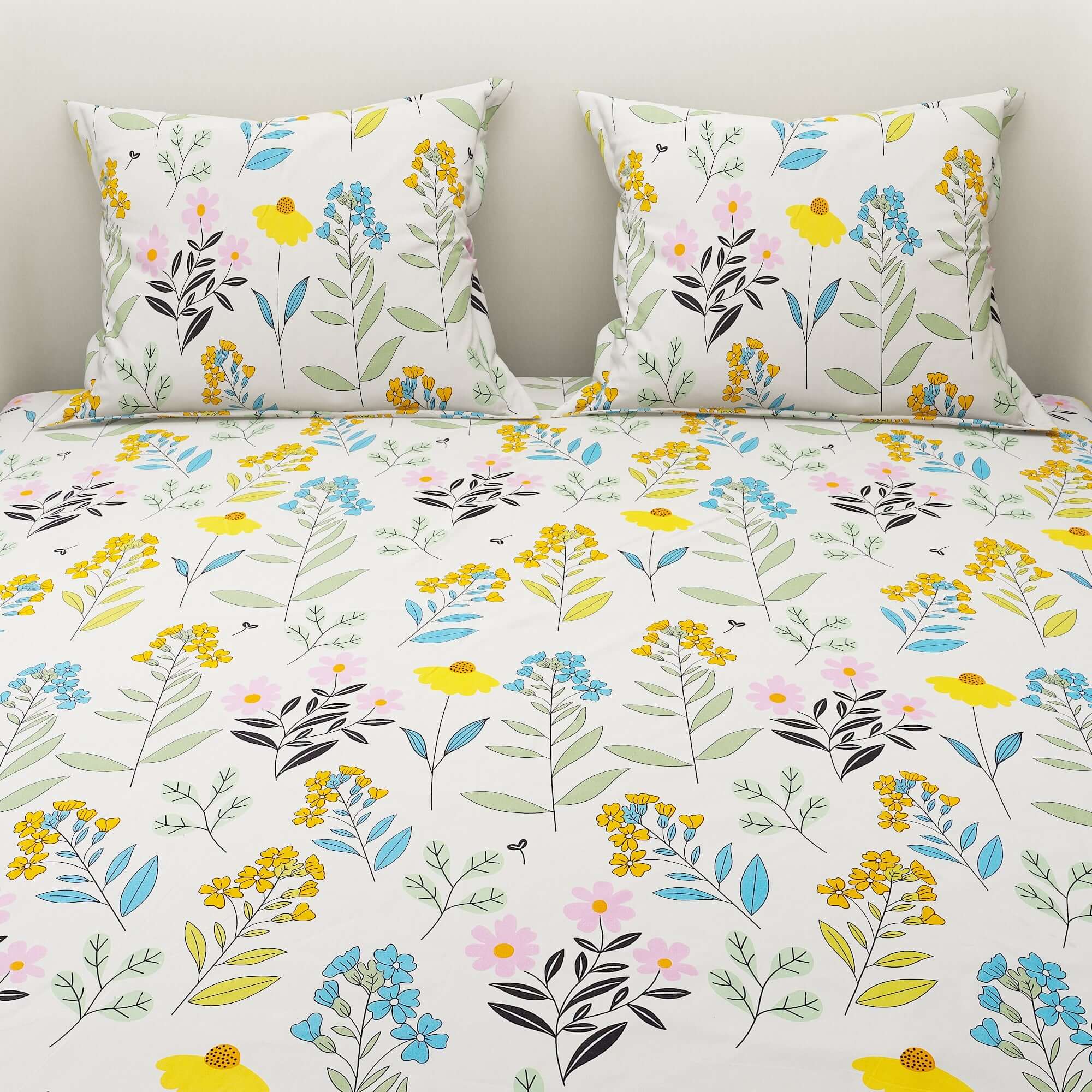 Printed Flower Design Bedsheet With Pillow Covers CHP12 | Dream Care