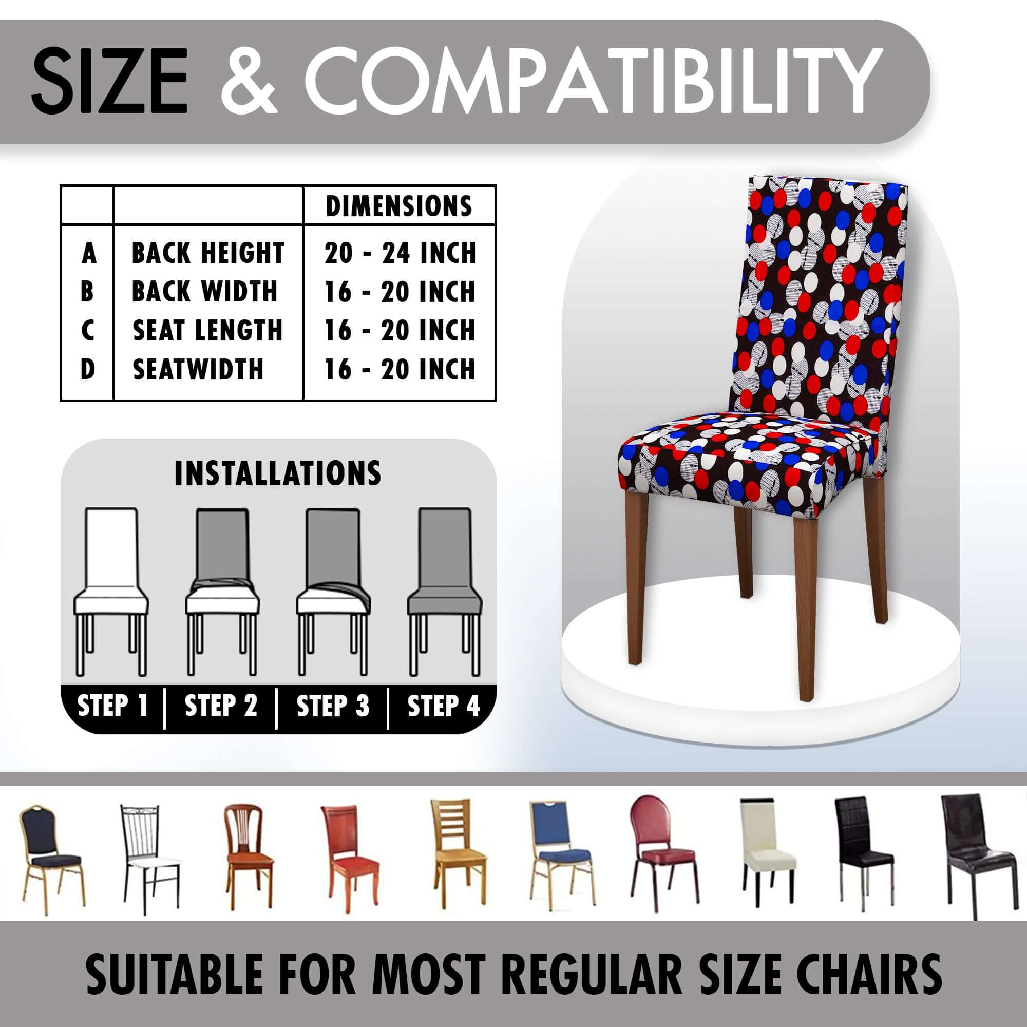 Polyester Spandex Stretchable Printed Chair Cover, MG19