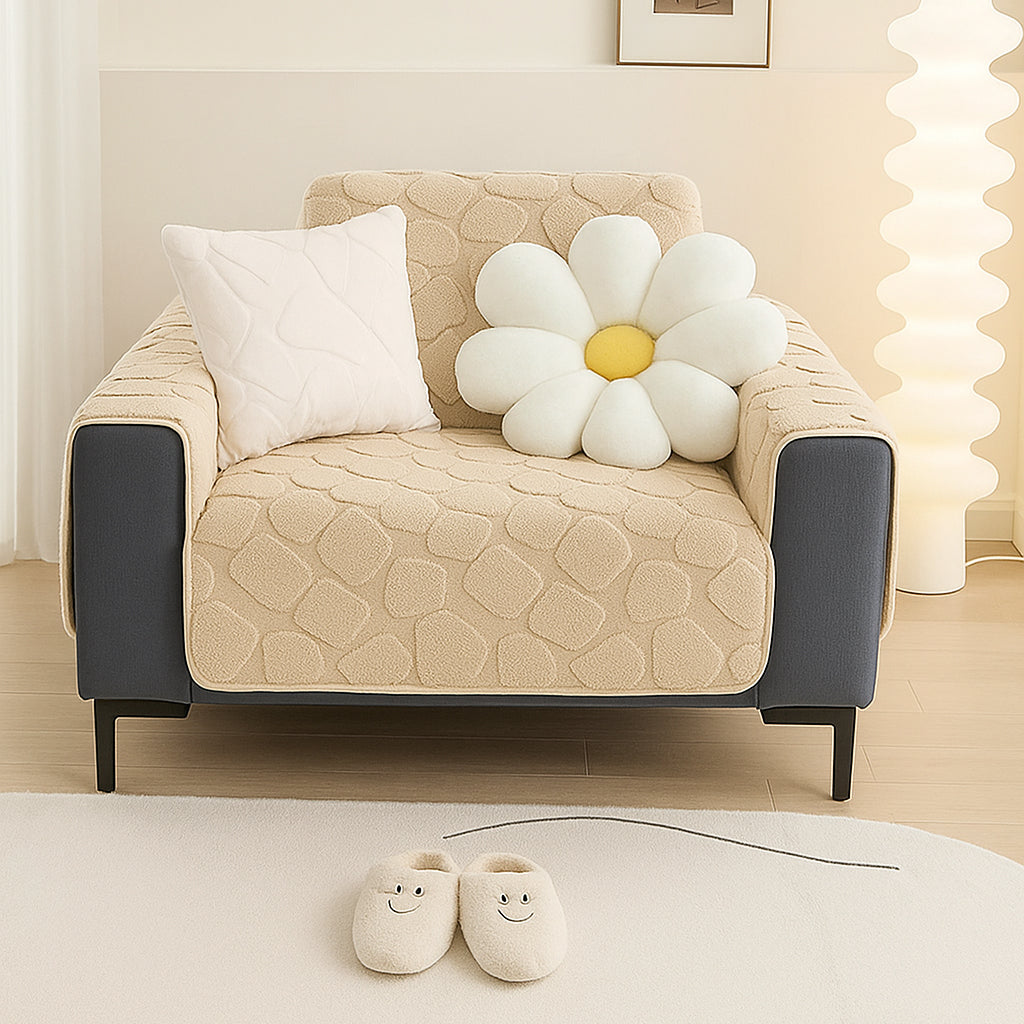 Dream Care Premium Square Fur Sofa Cover for L-Shape & 1,2,3 & 4 Seater Sofas || Luxury Plush Sofa Protector || Soft Couch Cover for Living Room