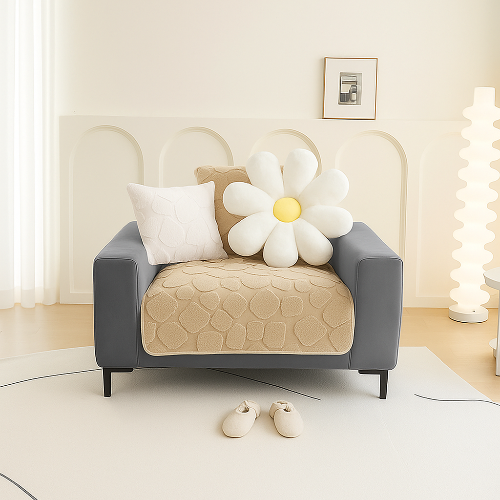 Dream Care Premium Square Fur Sofa Cover for L-Shape & 1,2,3 & 4 Seater Sofas || Luxury Plush Sofa Protector || Soft Couch Cover for Living Room