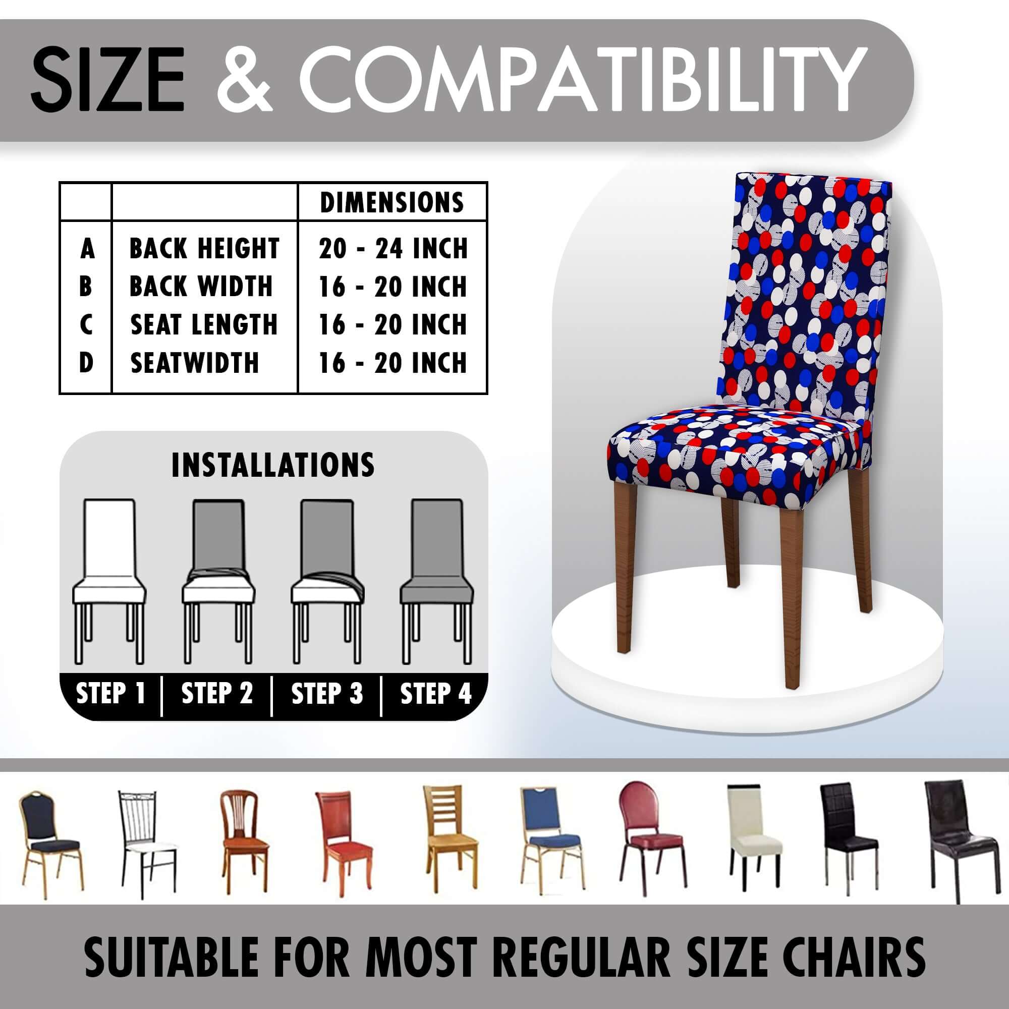 Polyester Spandex Stretchable Printed Chair Cover, MG20