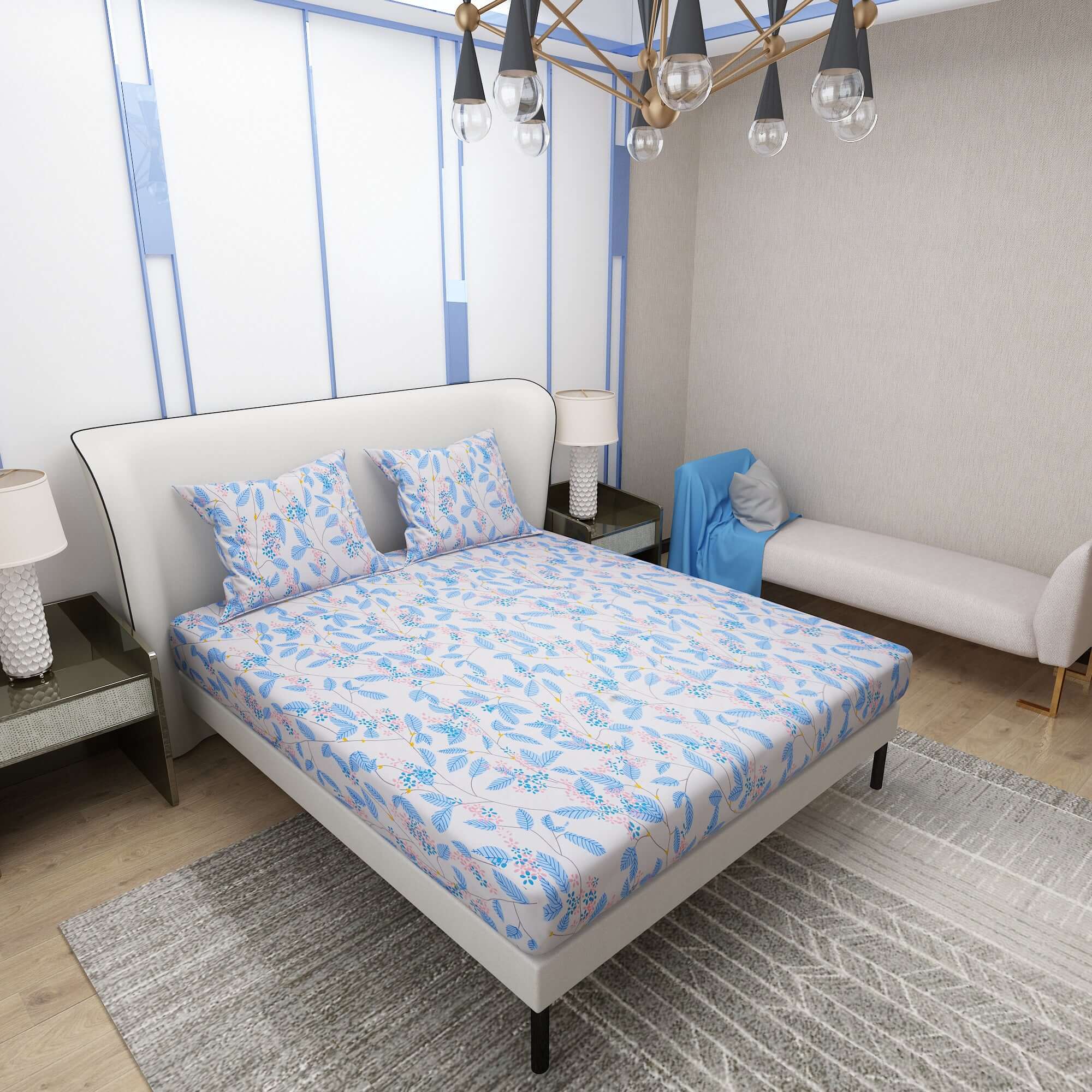 Printed Multi Design Bedsheet With Pillow Covers CHP18 | Dream Care