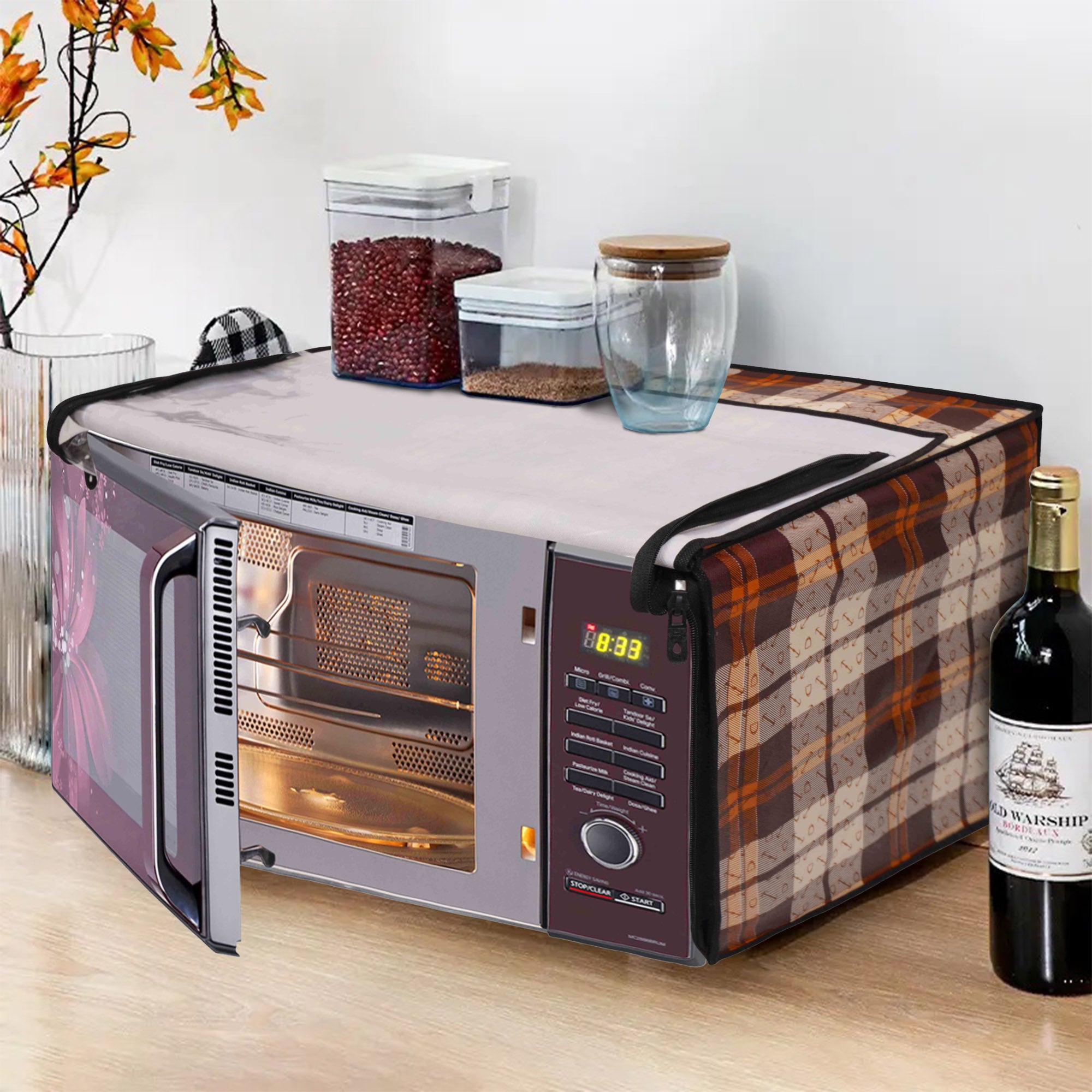 Microwave Oven Cover With Adjustable Front Zipper, CA05