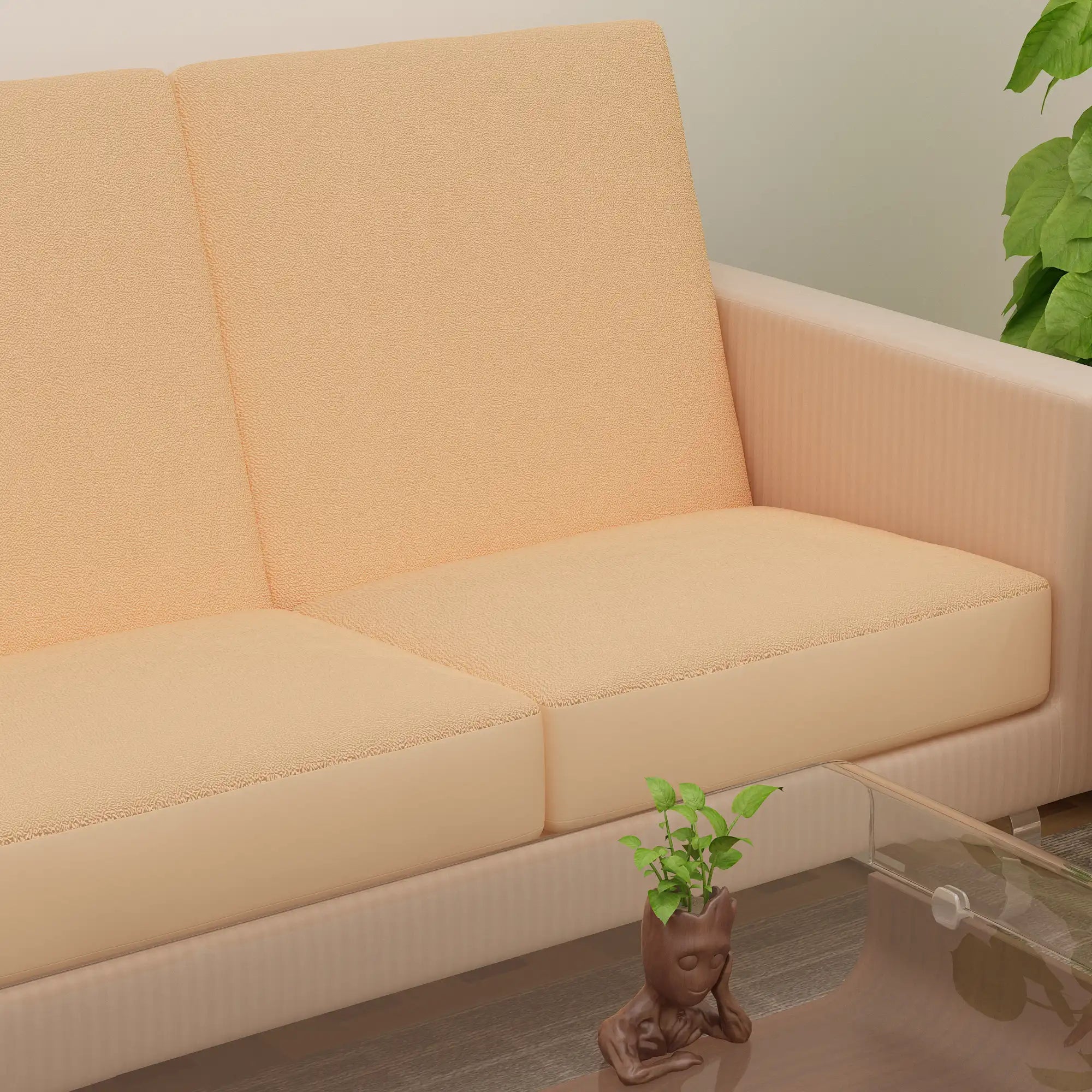 Waterproof Sofa Seat Protector Cover with Stretchable Elastic, Beige