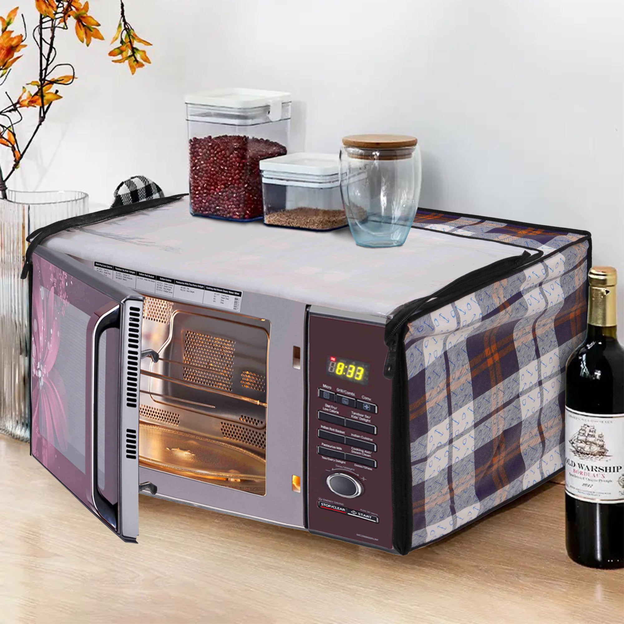 Microwave Oven Cover With Adjustable Front Zipper, CA06