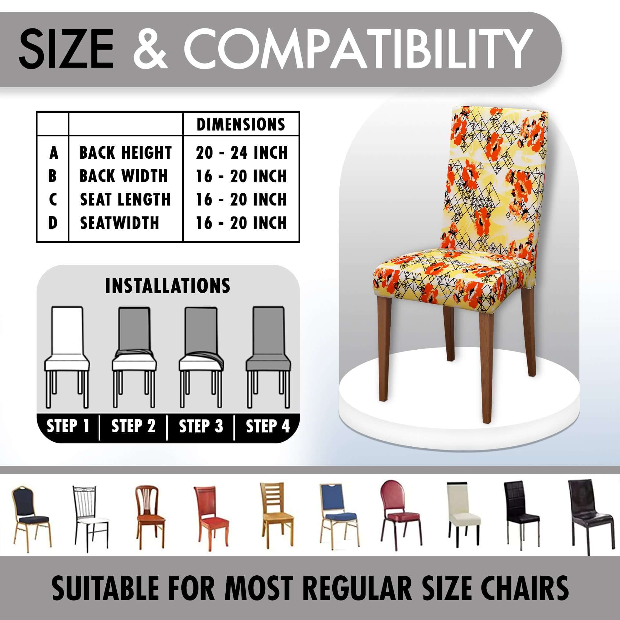 Polyester Spandex Stretchable Printed Chair Cover, MG33