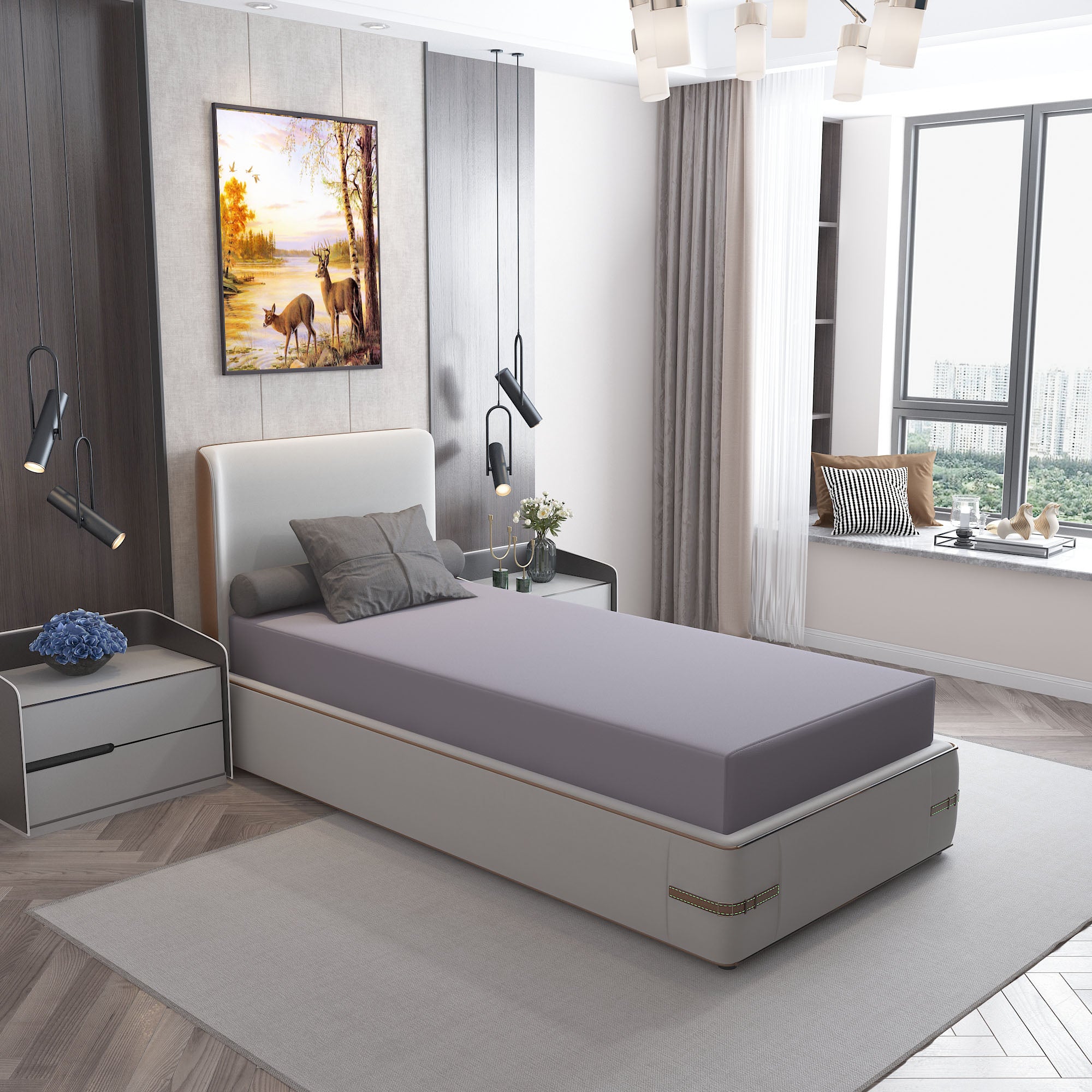 Waterproof Mattress Protector with 360 Degree Elastic Strap, Cotts Wonder Lycra (Grey, Available in 16 Sizes)
