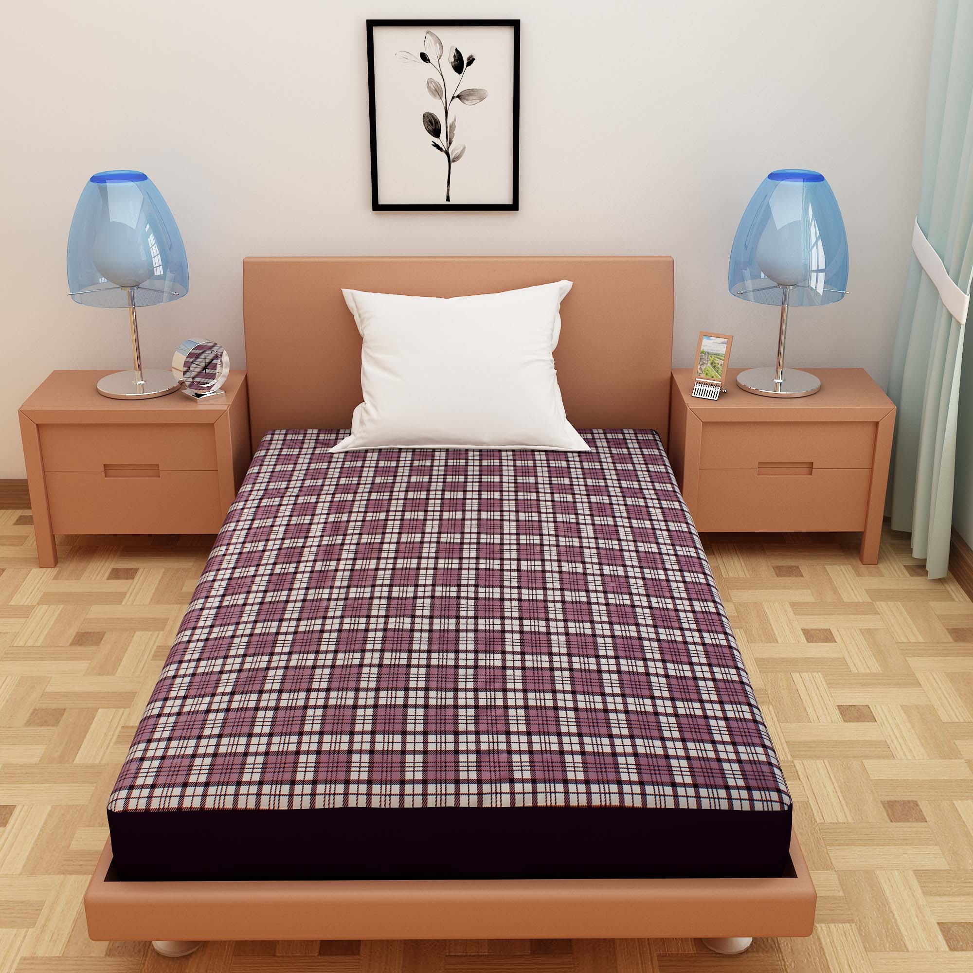 Waterproof Mattress Protector with 360 Degree Elastic Strap, Luxury Terry Printed (Grey, Available in 16 Sizes)