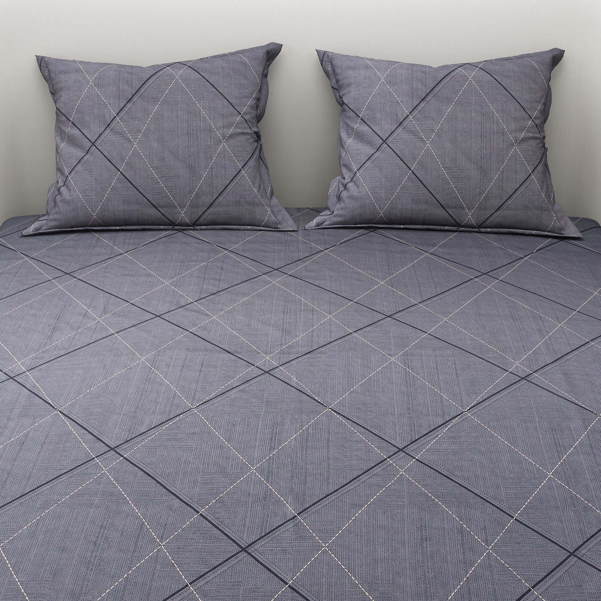 Printed Square Design Bedsheet With Pillow Covers CHP20 | Dream Care