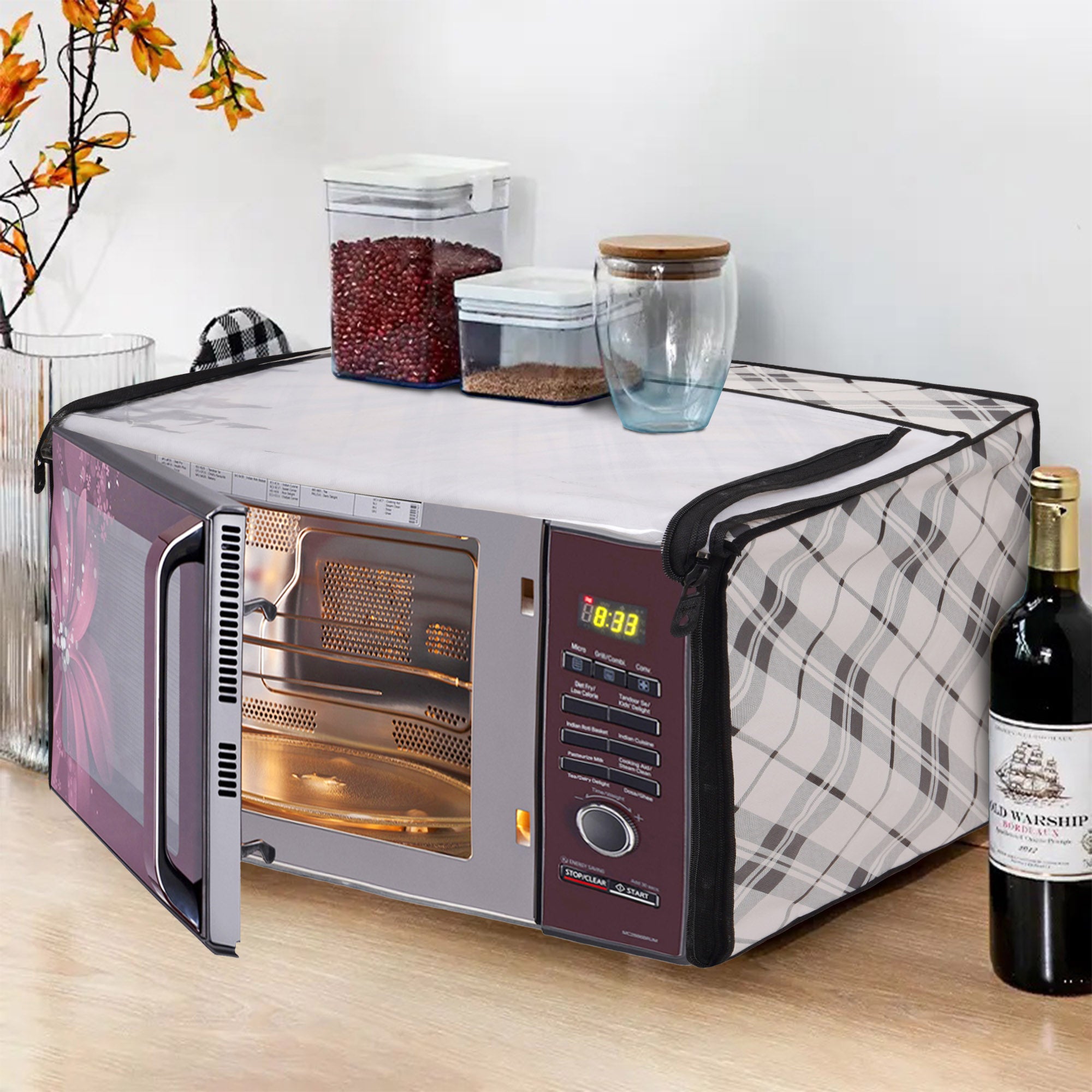 Microwave Oven Cover With Adjustable Front Zipper, CA07