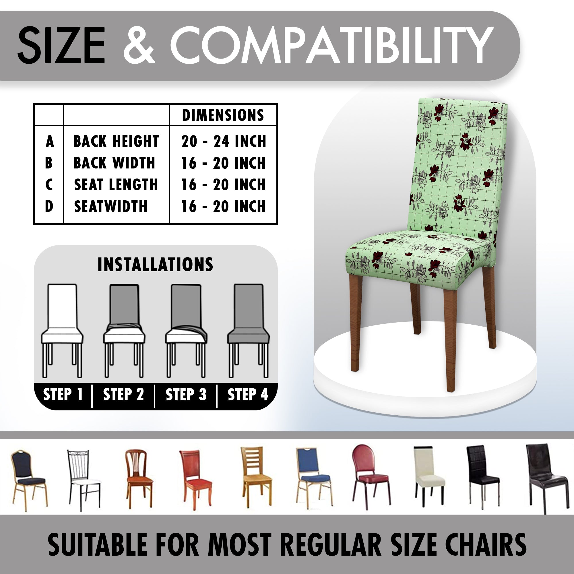 Polyester Spandex Stretchable Printed Chair Cover, MG27