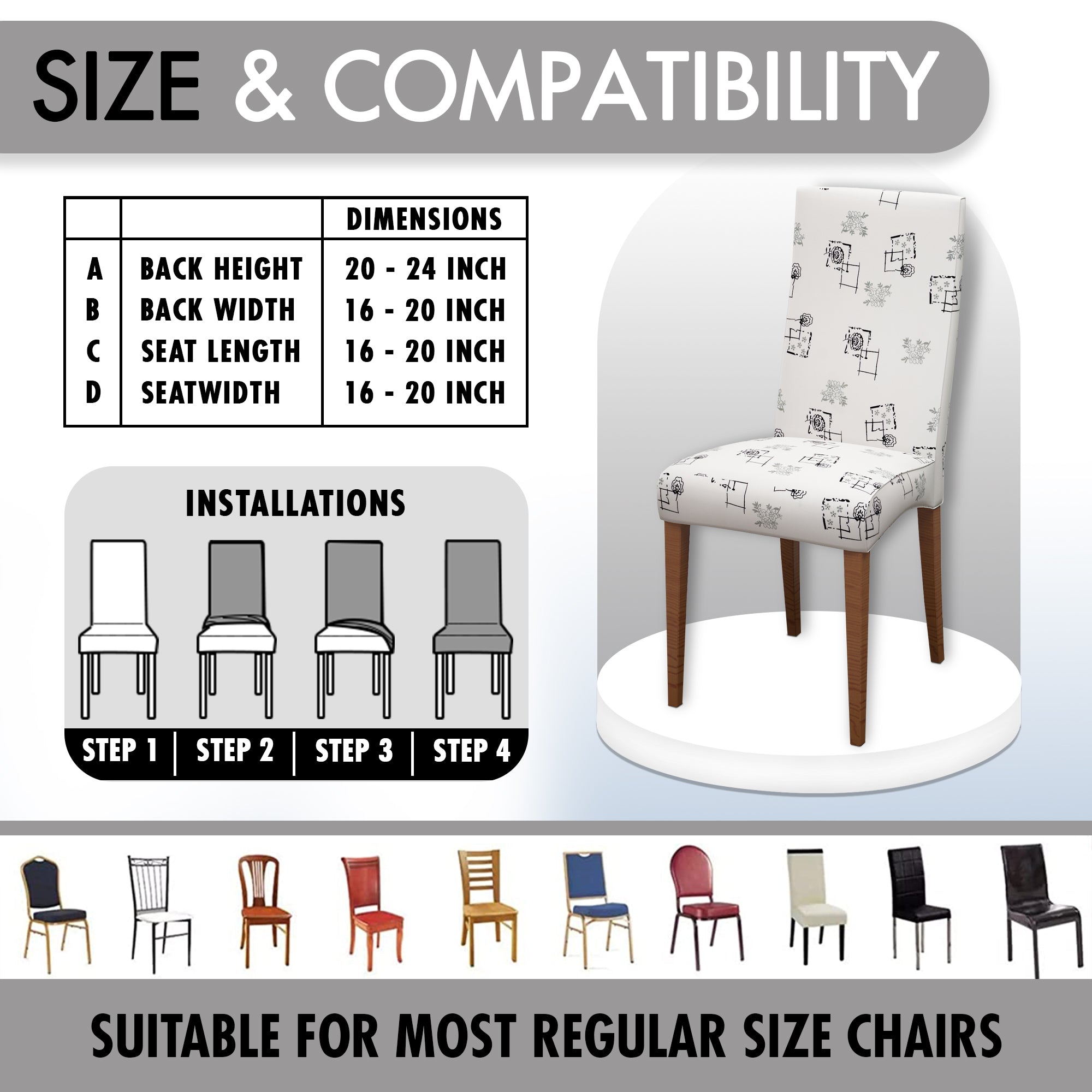 Polyester Spandex Stretchable Printed Chair Cover, MG17