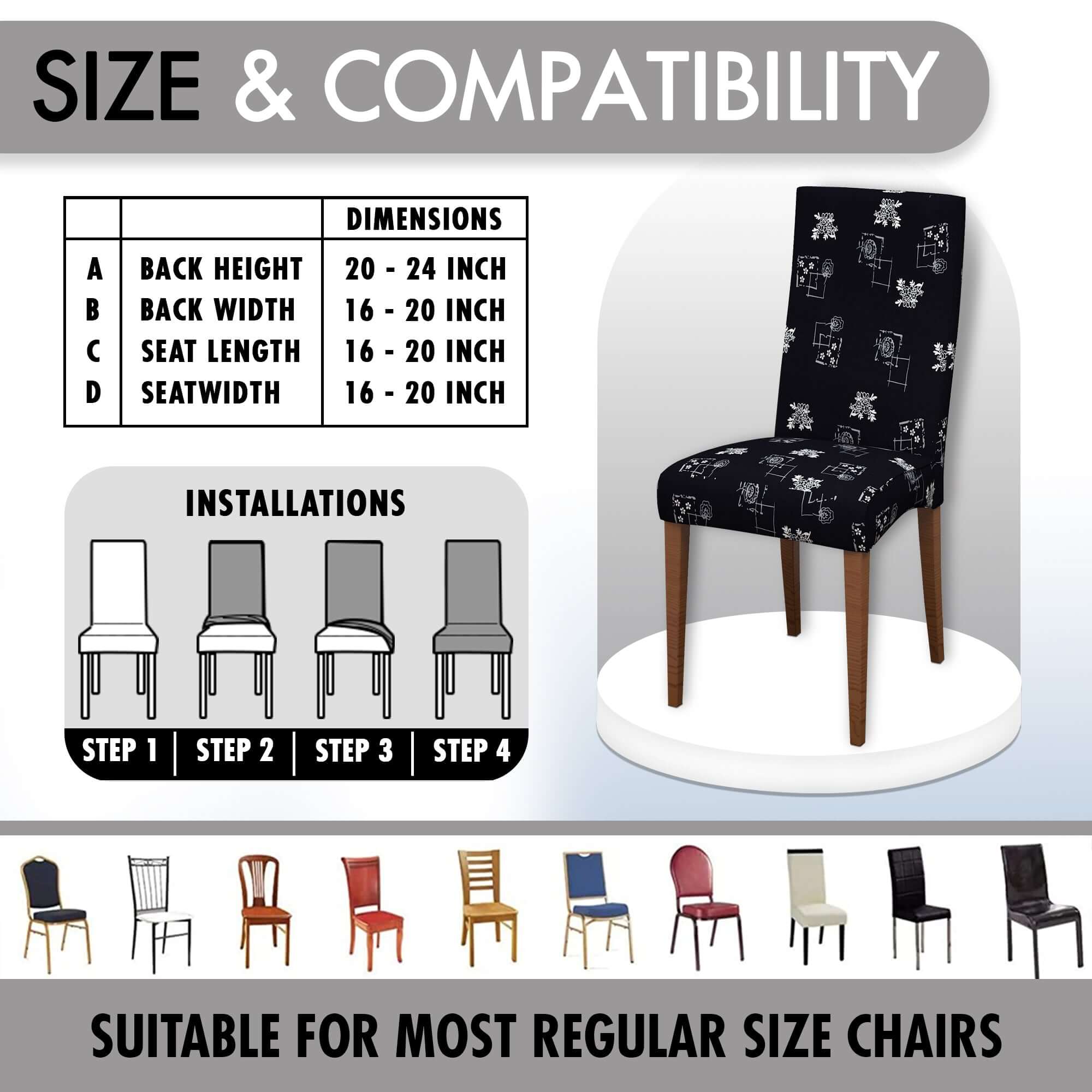 Polyester Spandex Stretchable Printed Chair Cover, MG18