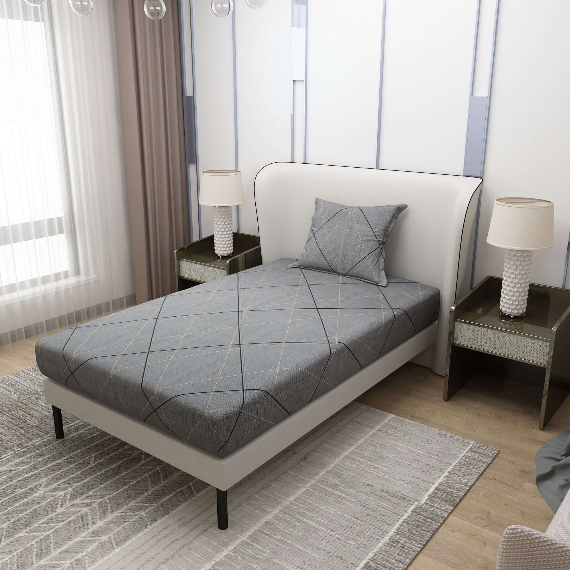 Printed Cross Design Bedsheet With Pillow Covers CHP24 | Dream Care