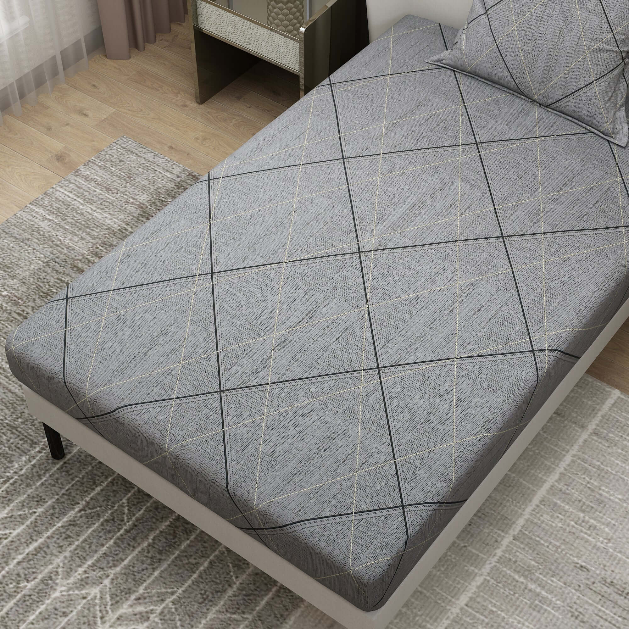 Printed Cross Design Bedsheet With Pillow Covers CHP24 | Dream Care