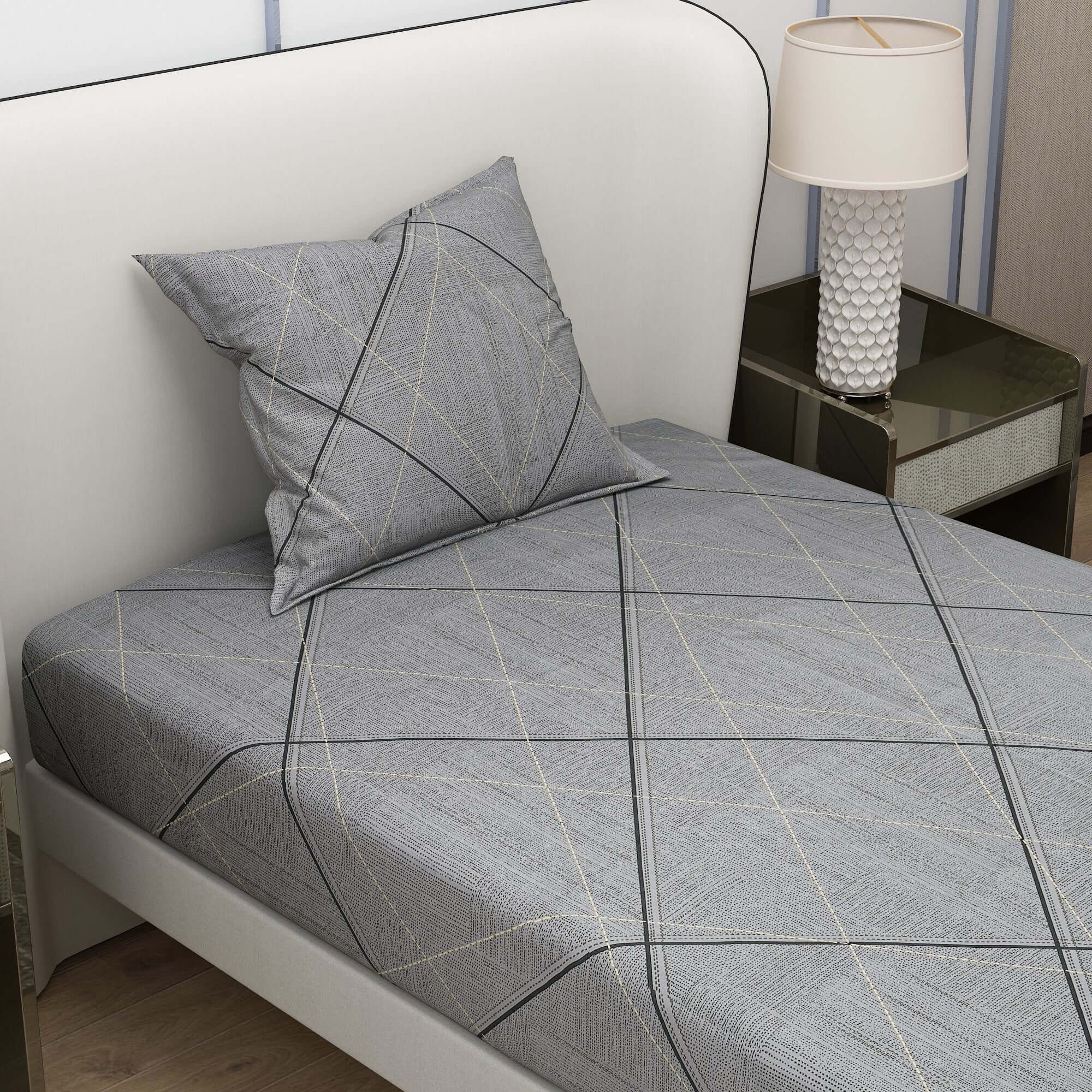 Printed Cross Design Bedsheet With Pillow Covers CHP24 | Dream Care
