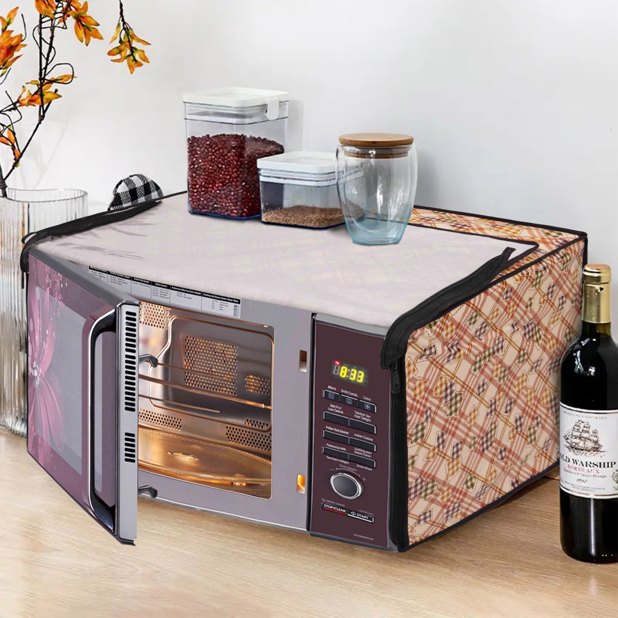 Microwave Oven Cover With Adjustable Front Zipper, CA11