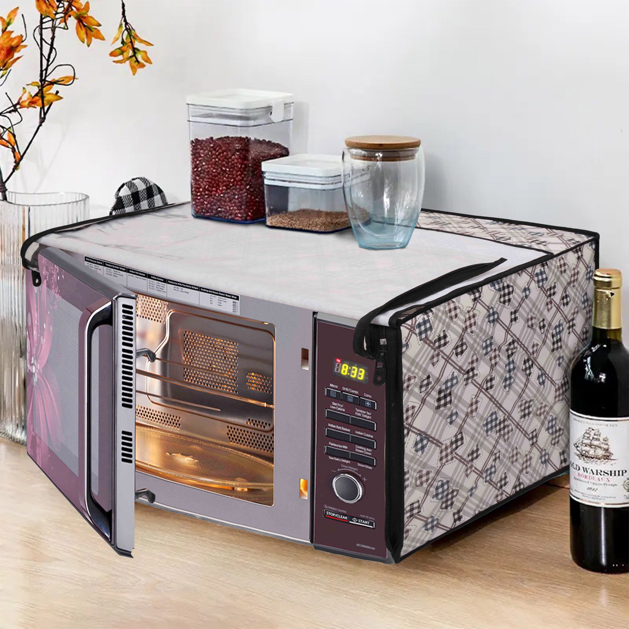 Microwave Oven Cover With Adjustable Front Zipper, CA13