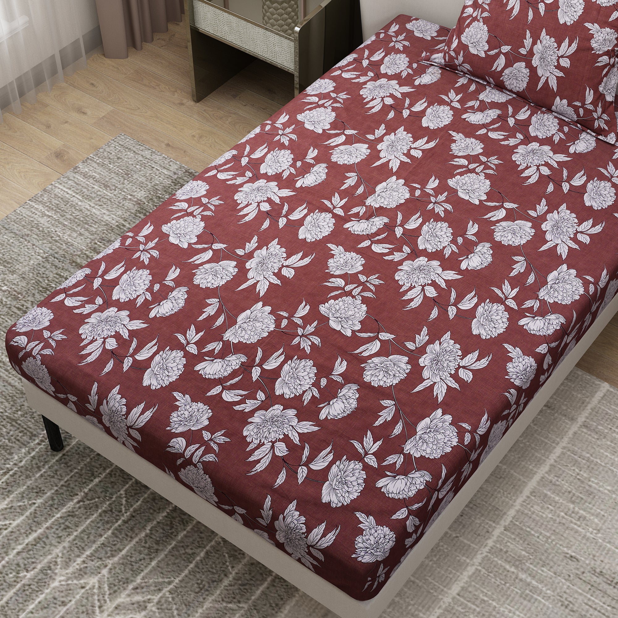 Colorful Printed Flower Design Bedsheet With Pillow Covers | Dream Care
