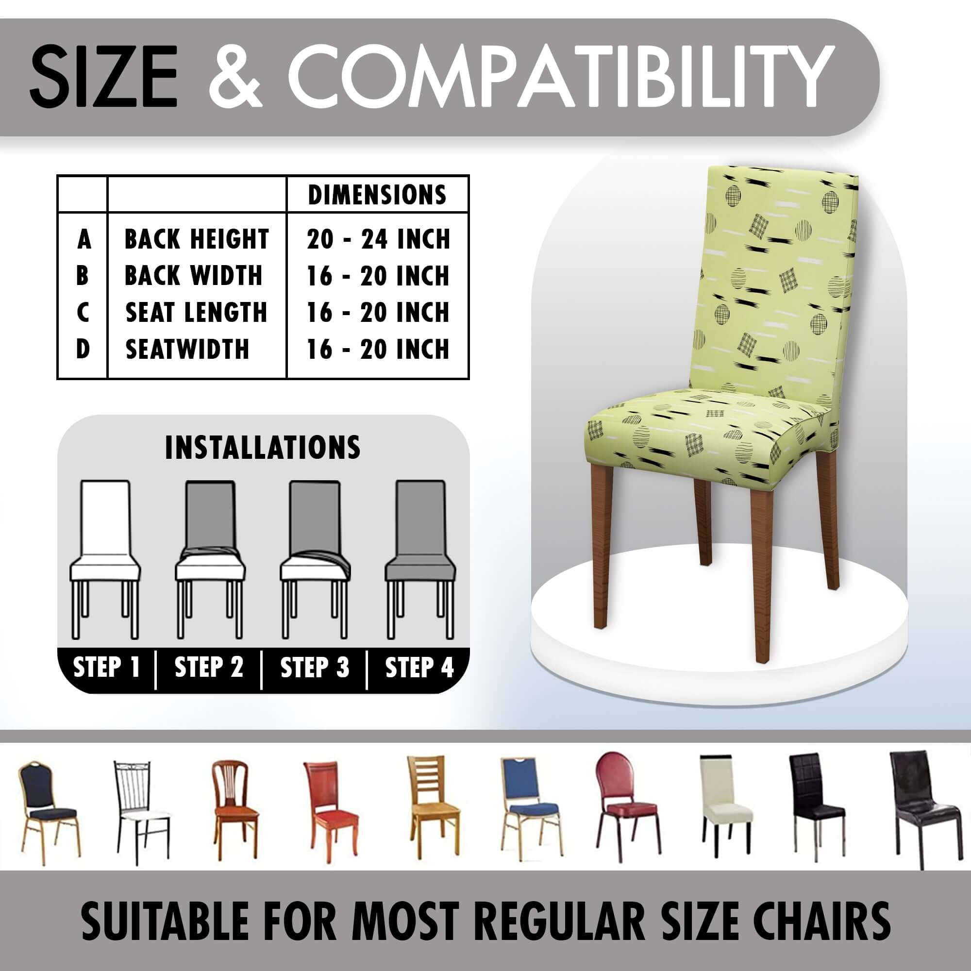 Polyester Spandex Stretchable Printed Chair Cover, MG44