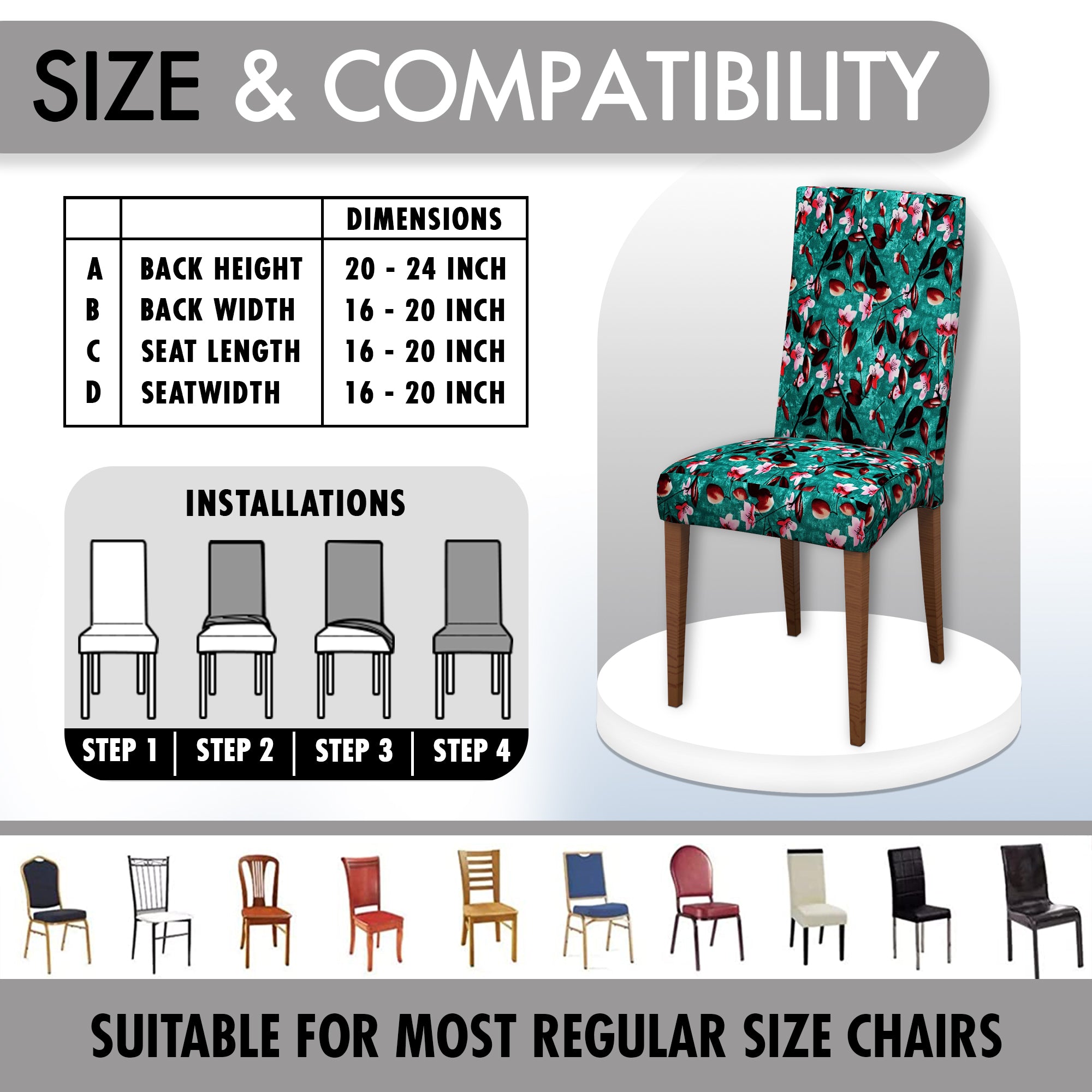 Polyester Spandex Stretchable Printed Chair Cover, MG11