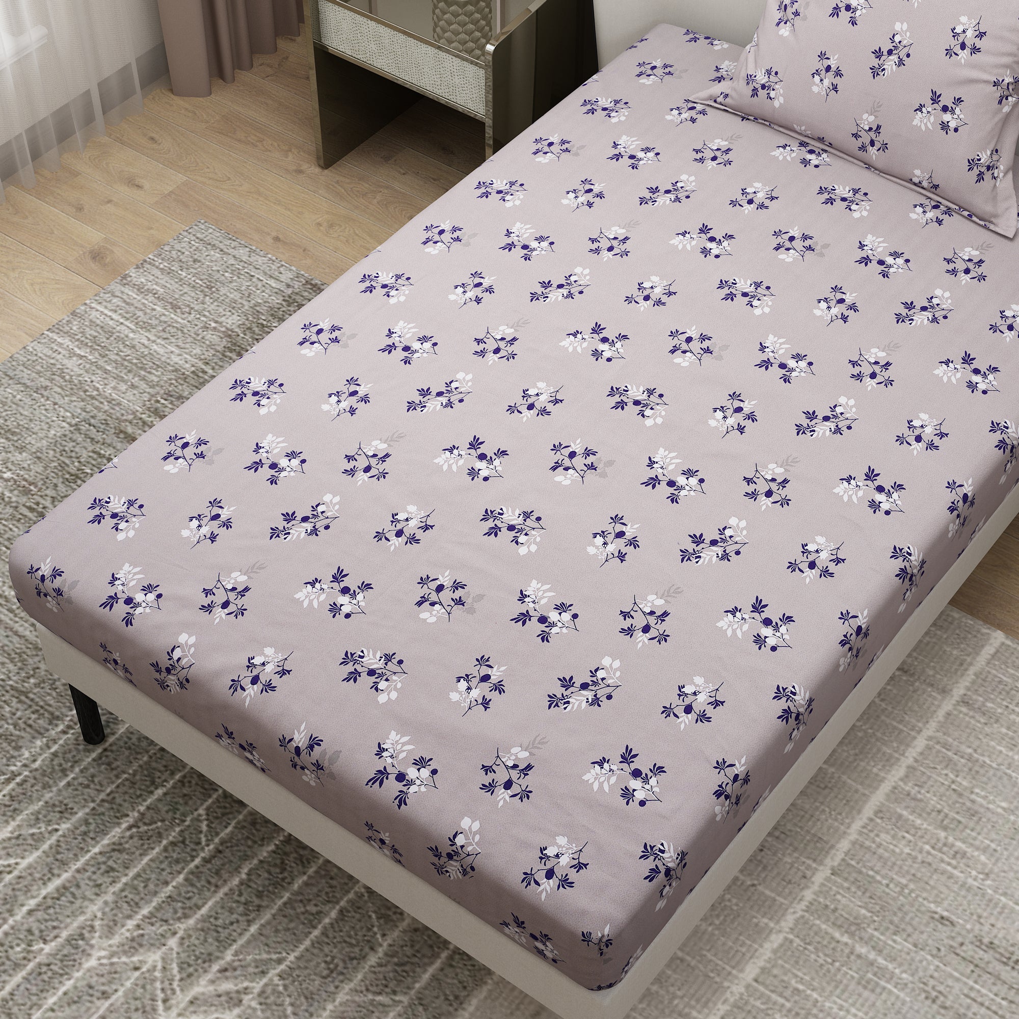 Colourful Printed Bedsheet Flower Design With Pillow Covers