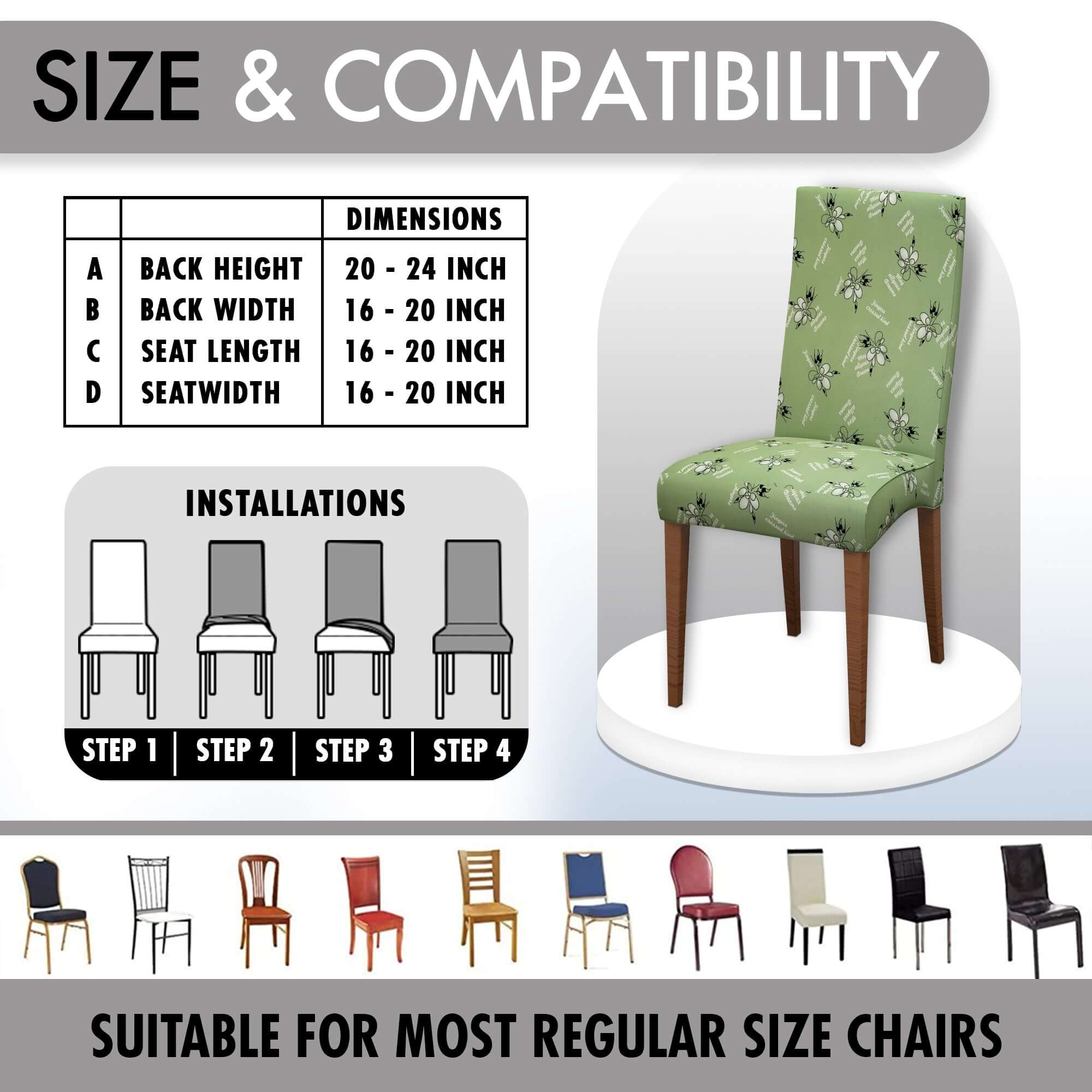 Polyester Spandex Stretchable Printed Chair Cover, MG36
