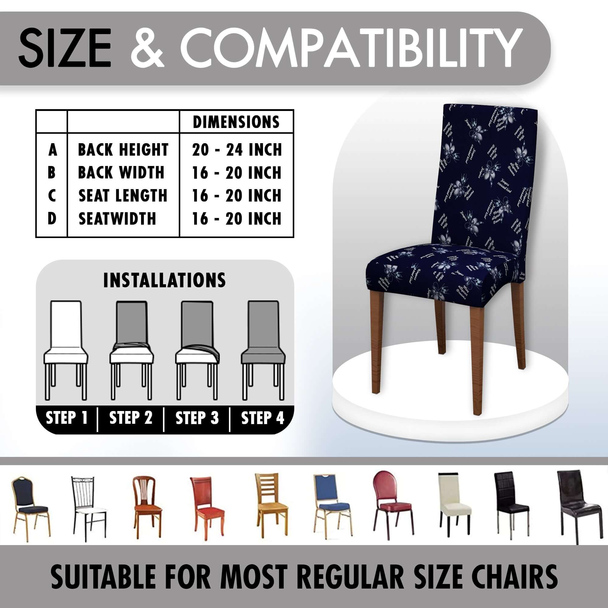 Polyester Spandex Stretchable Printed Chair Cover, MG35