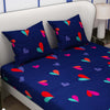 Colourful Printed Bedsheet Heart Design With Pillow Covers