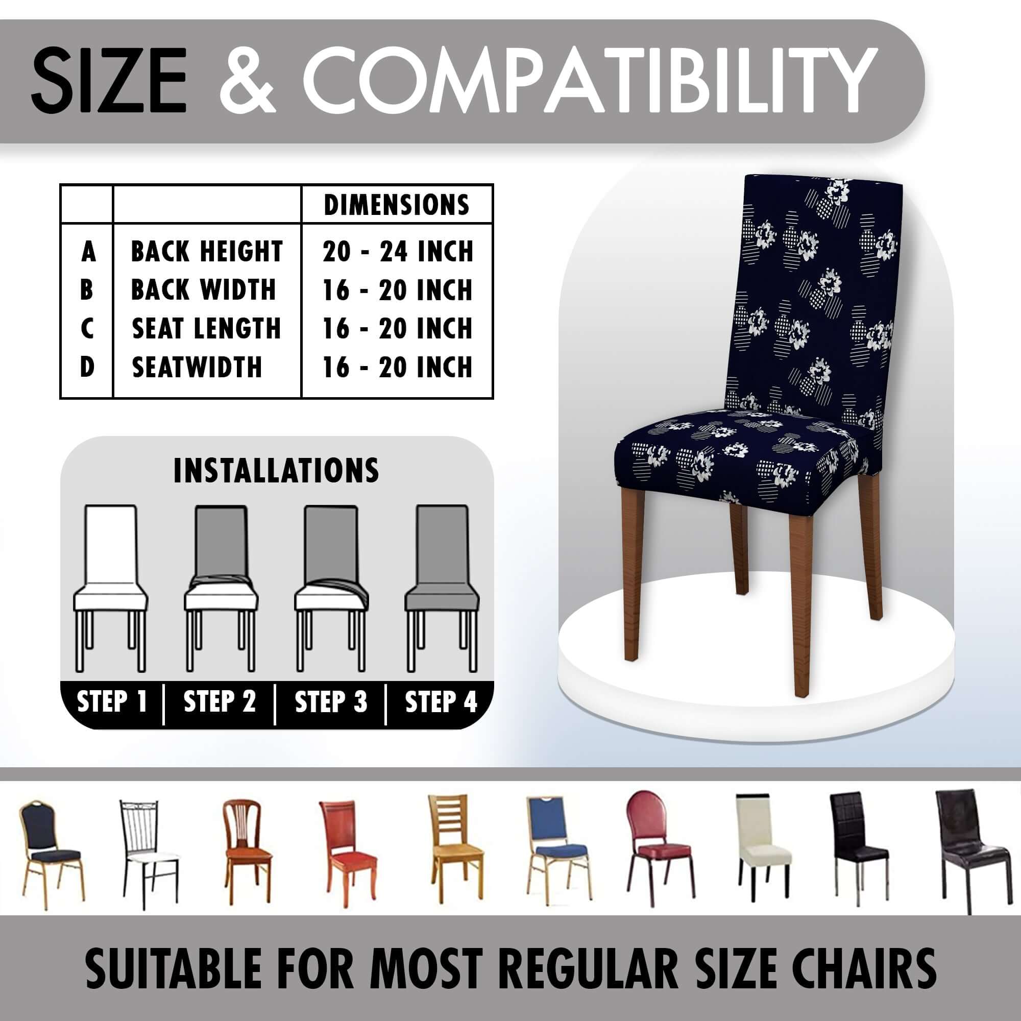 Polyester Spandex Stretchable Printed Chair Cover, MG24