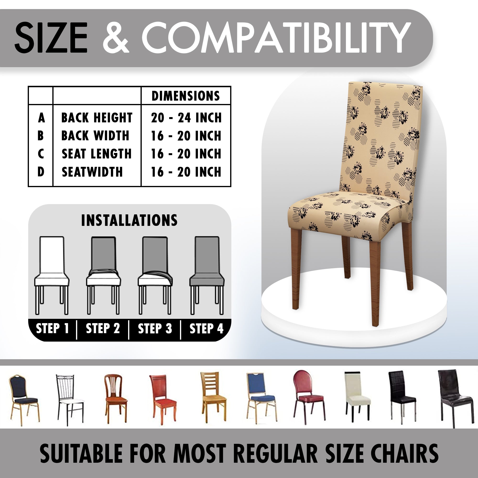 Polyester Spandex Stretchable Printed Chair Cover, MG22