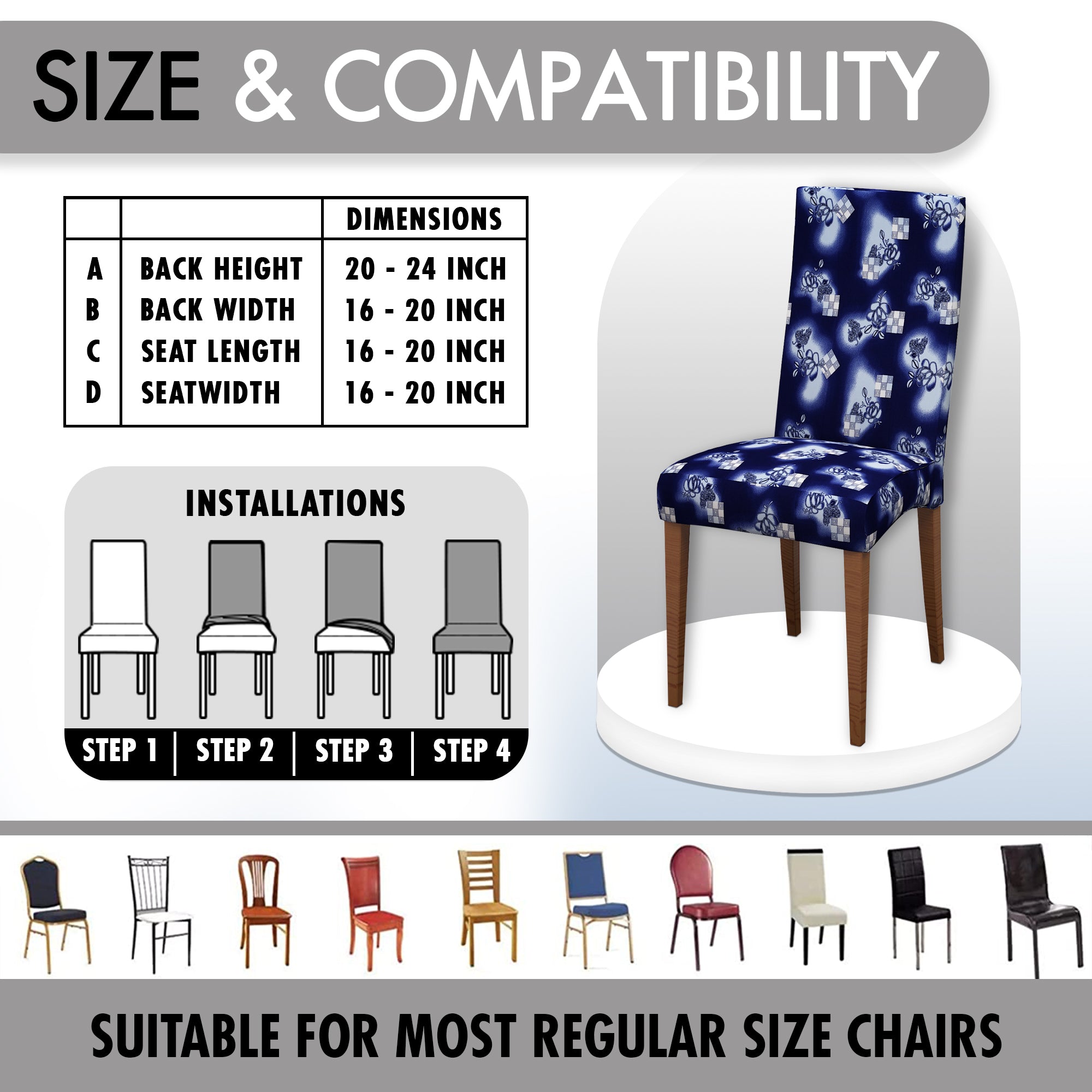 Polyester Spandex Stretchable Printed Chair Cover, MG37