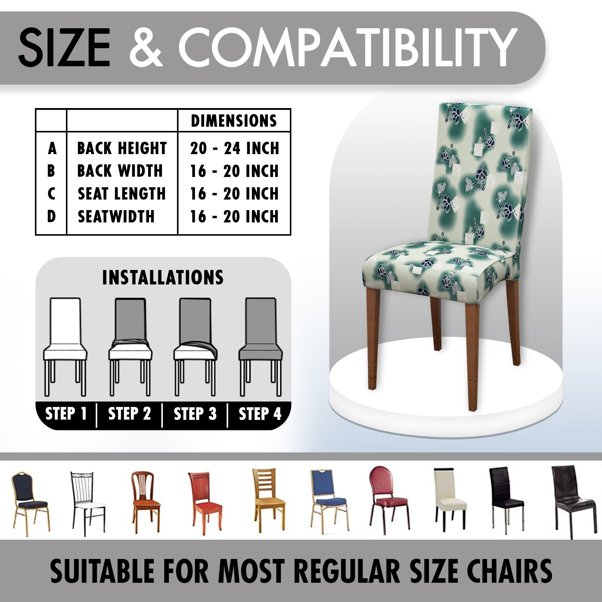 Polyester Spandex Stretchable Printed Chair Cover, MG38