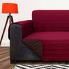 Dust Protective Quilted Fabric Reversible Sofa Seat Cover, Coffee & Maroon