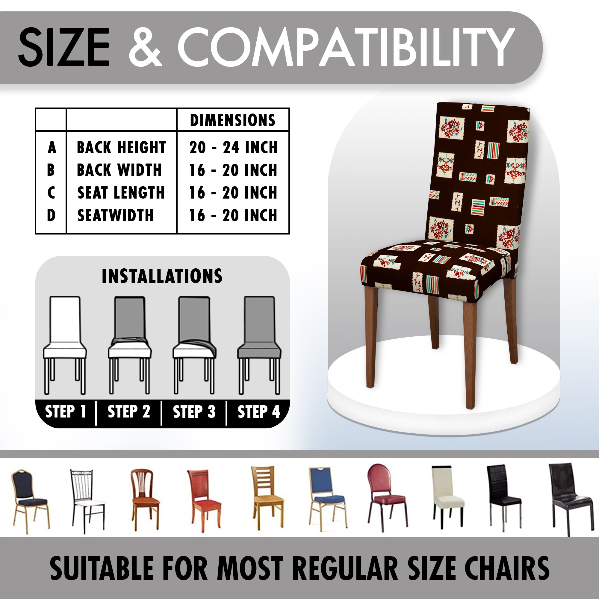 Polyester Spandex Stretchable Printed Chair Cover, MG29