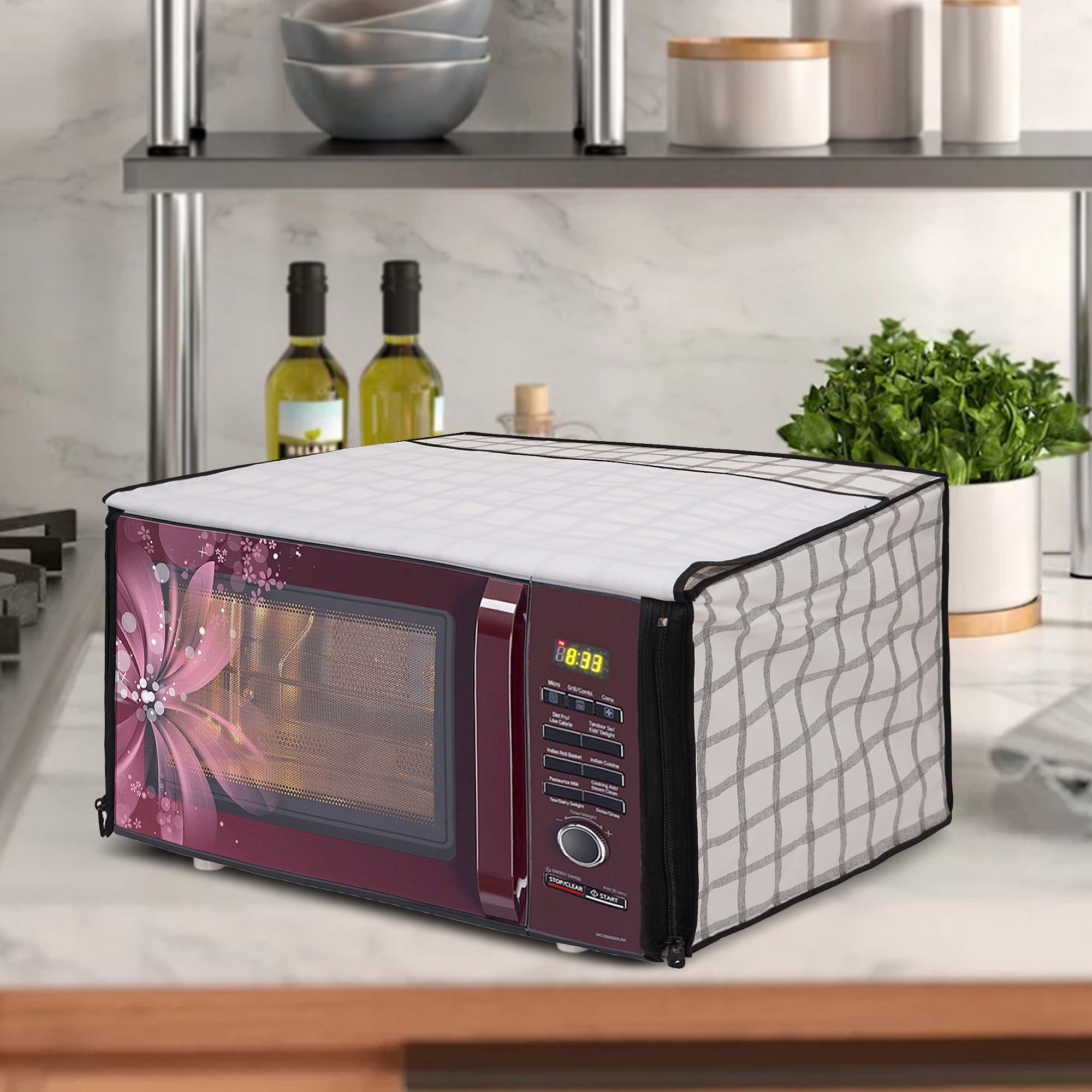 Microwave Oven Cover With Adjustable Front Zipper, CA08