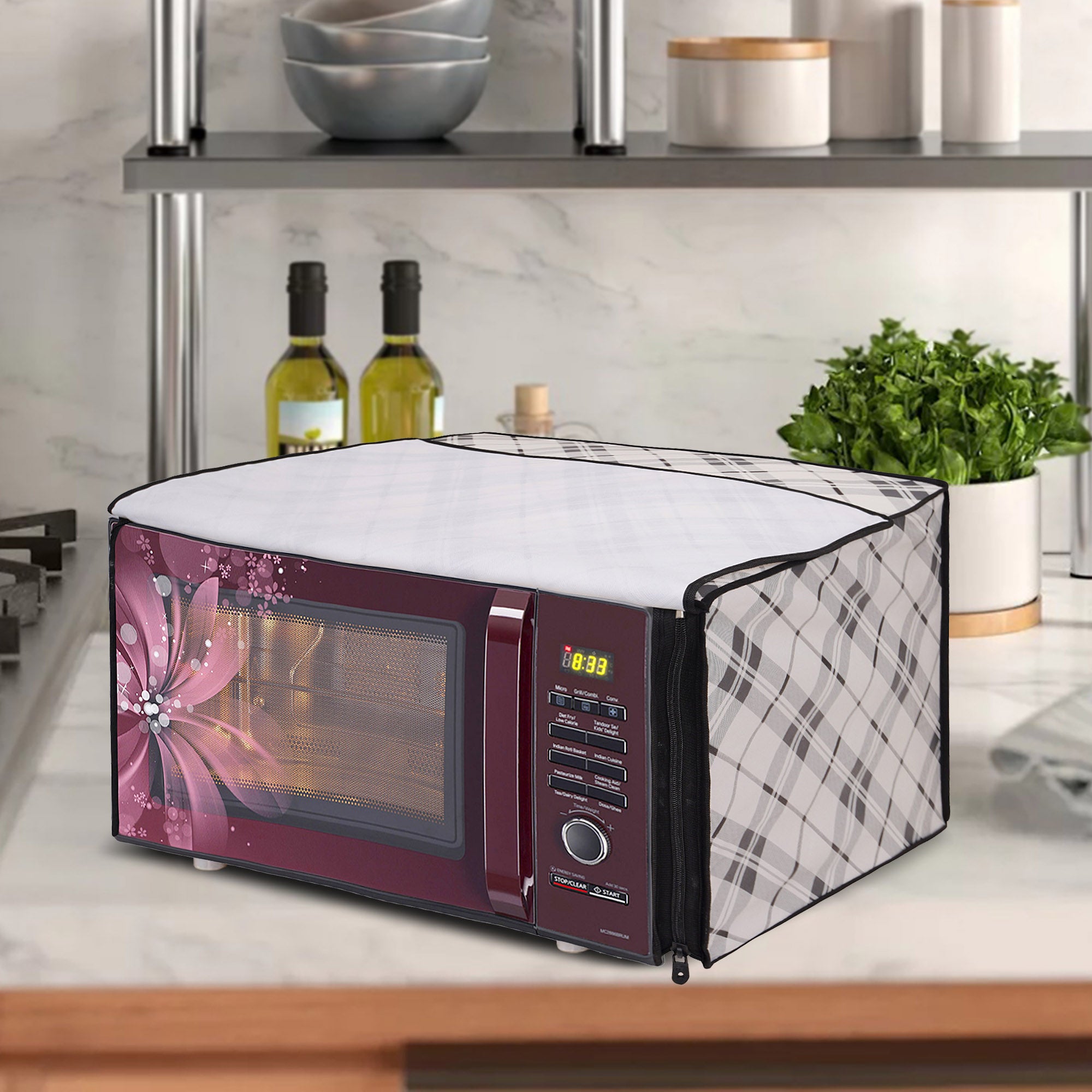 Microwave Oven Cover With Adjustable Front Zipper, CA07